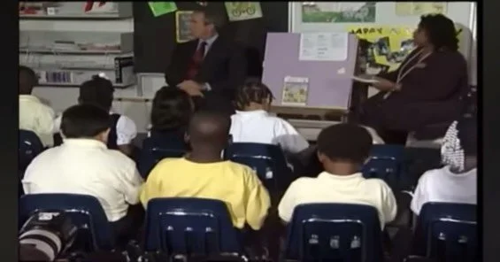 Bush teaser scenes for our next airbrush drop 
★★★★
1. Sept 11, 2001: Bush learns about 9/11 attacks while visiting Sarasota school
2. May 1, 2003: Bush gives televised address in California claiming Mission Accomplished 6 weeks into the invasion of 