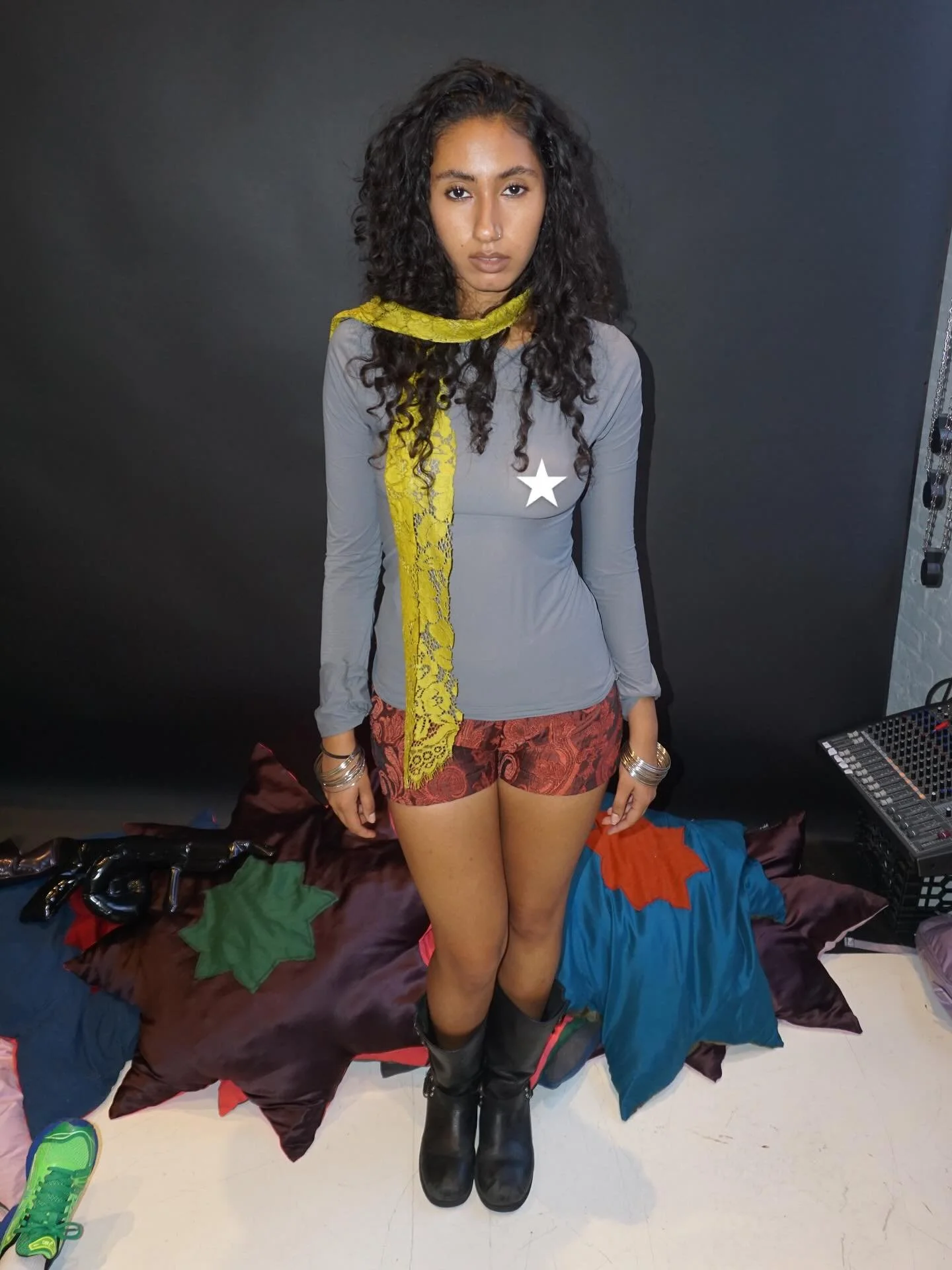 sheer longsleeve + jacquard booty shorts 

shop at the #brooklyn BLOW OUT SALE #bazaar!! 11/21-11/22 at 1069 bedford ave 

#sustainablefashion #reclaimedfabric #bespoke