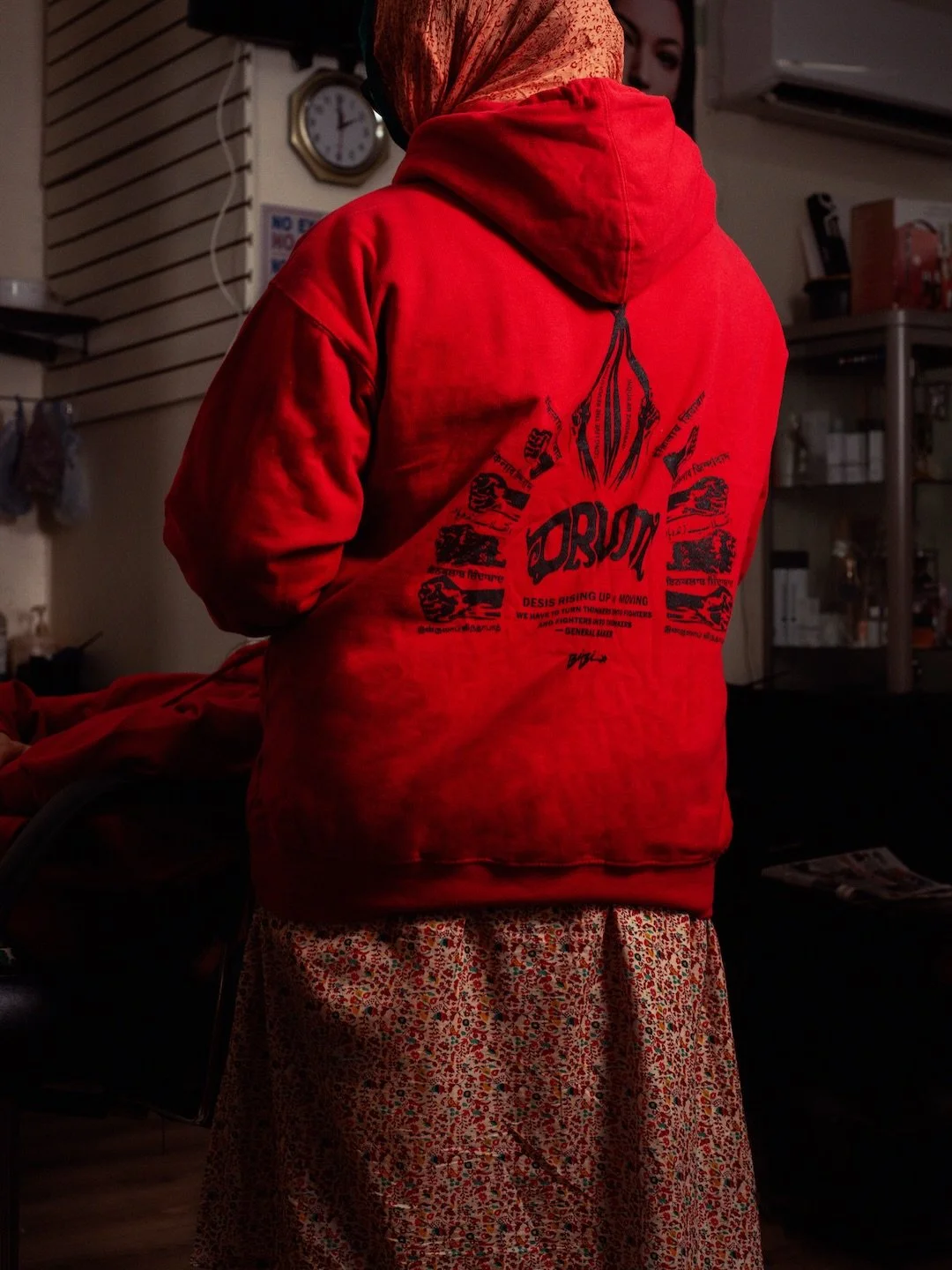 so honored to be apart of this collaboration with @drumnyc members shot by @cerezita.aa ❤️🌹 with janit who canvassed for hours on end for @zohrankmamdani