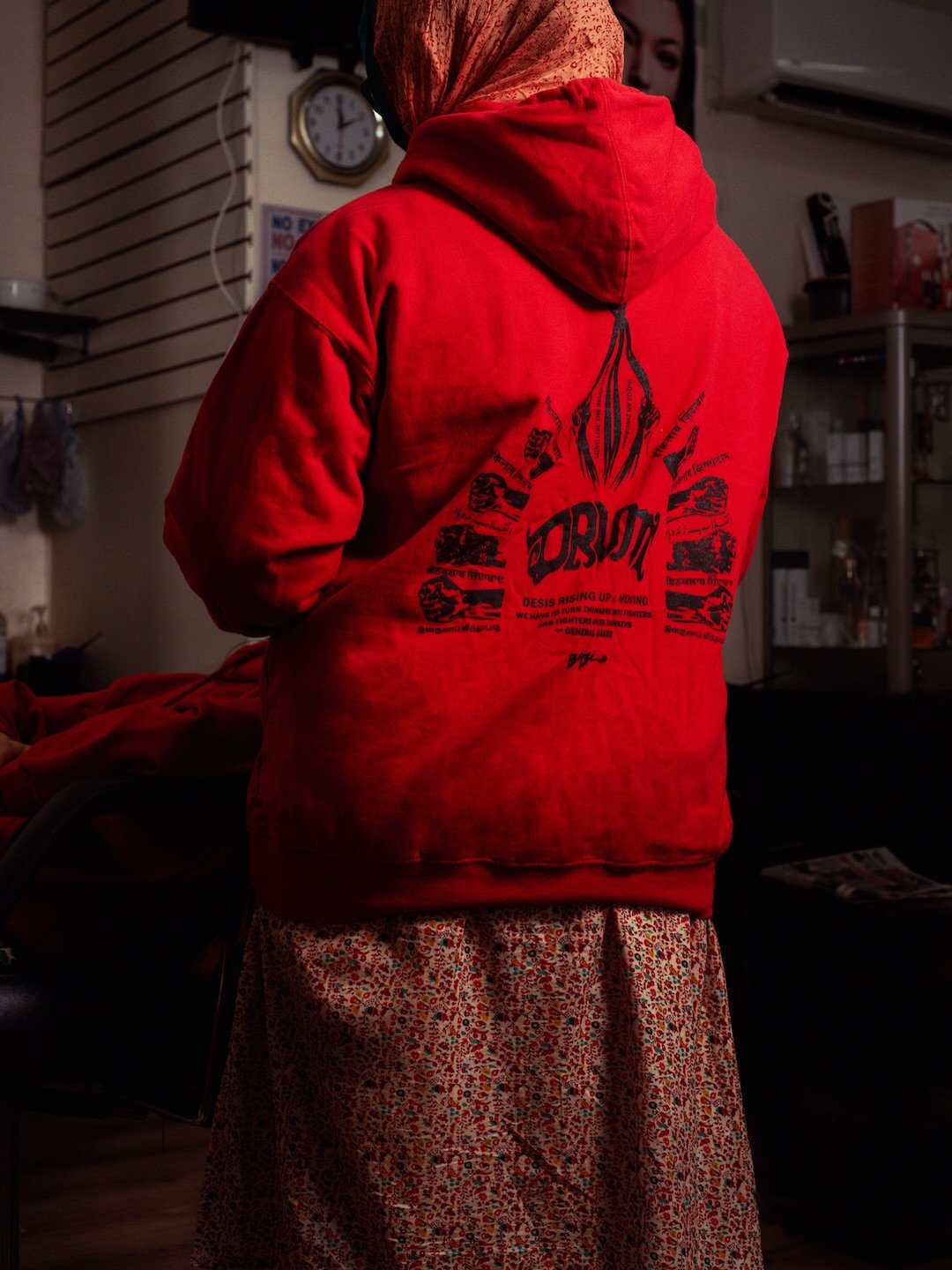 so honored to be apart of this collaboration with @drumnyc members shot by @cerezita.aa ❤️🌹 with janit who canvassed for hours on end for @zohrankmamdani