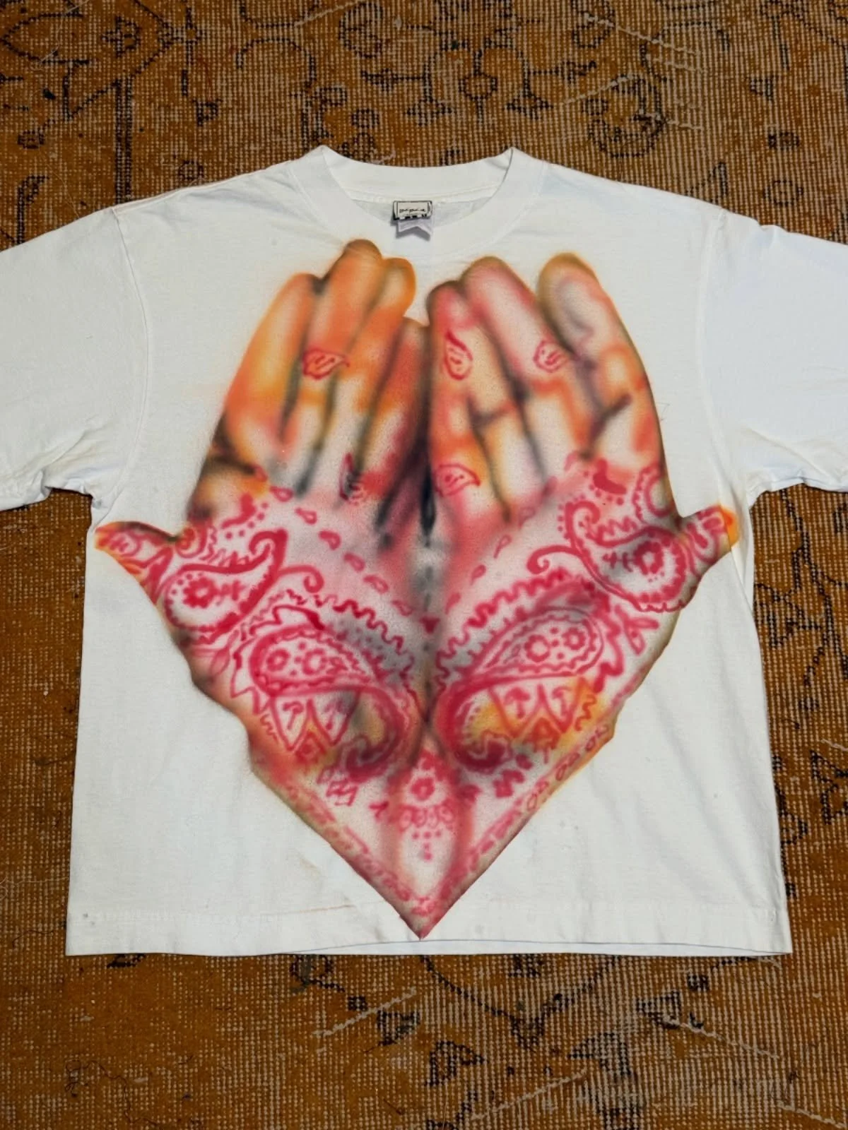 bandana hands 🤲 

did u know: the &ldquo;paisley&rdquo; design featured on western bandanas originate from the persian patterns of boteh / cypress trees and the indian patterns for almonds and mangos, especially popular in kashmir in their high qual