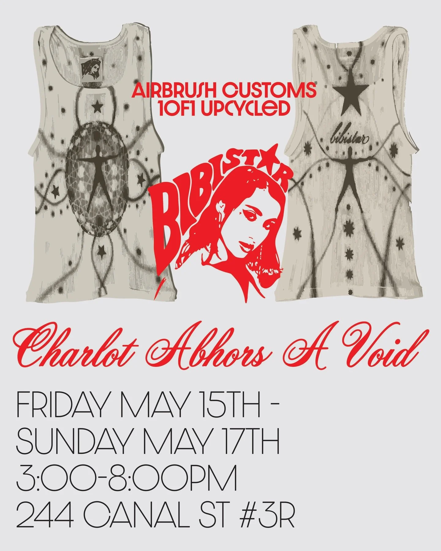 pop-up with @charlotabhorsavoid MAY 15-17 ❤️💋 ft airbrush customs, 1of1 upcycled, and plenty of skinny scarves 😍 spring cleaning so expect big sales on select items $$$