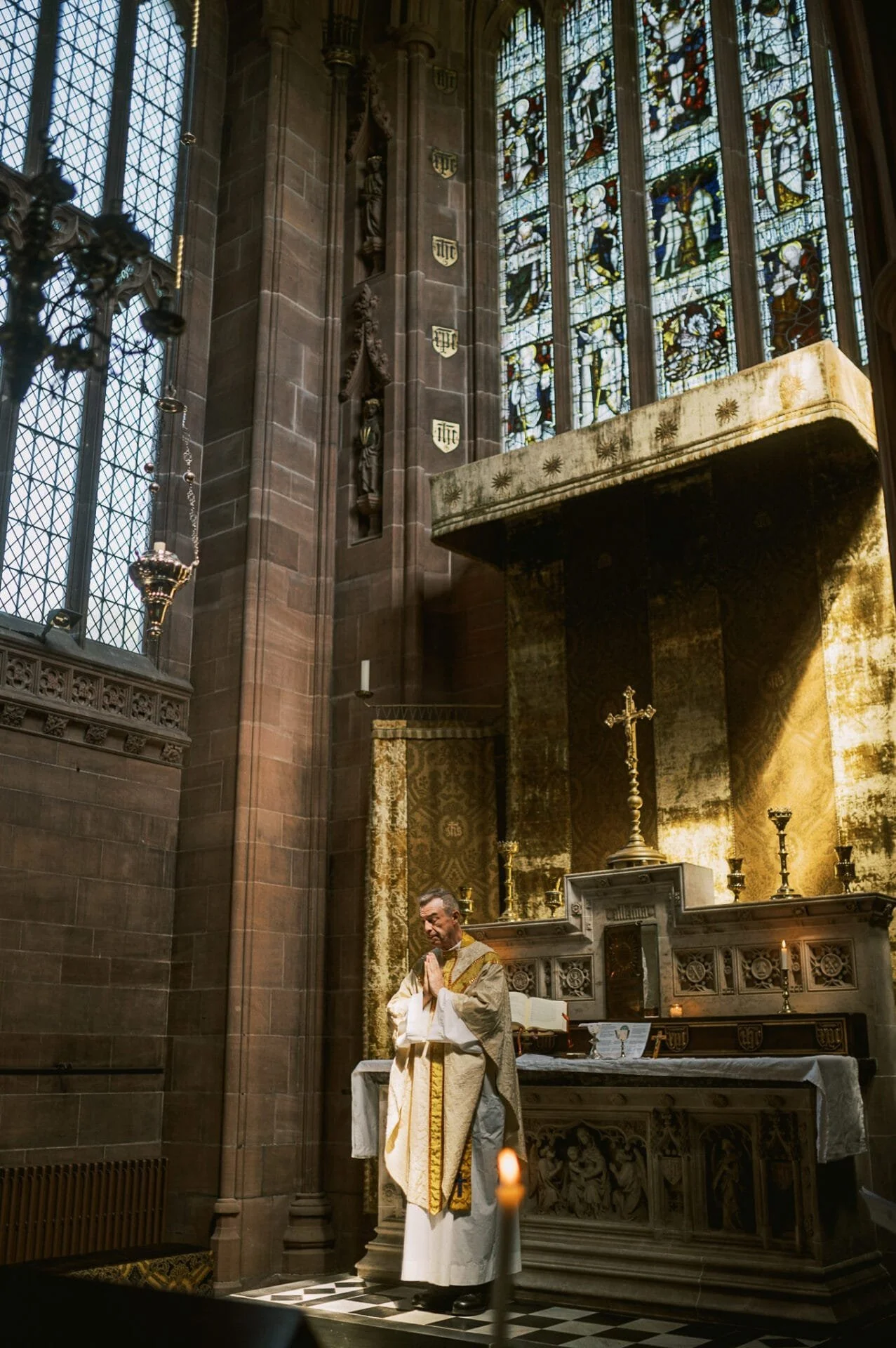 catholic priest during service of a cathoic wedding