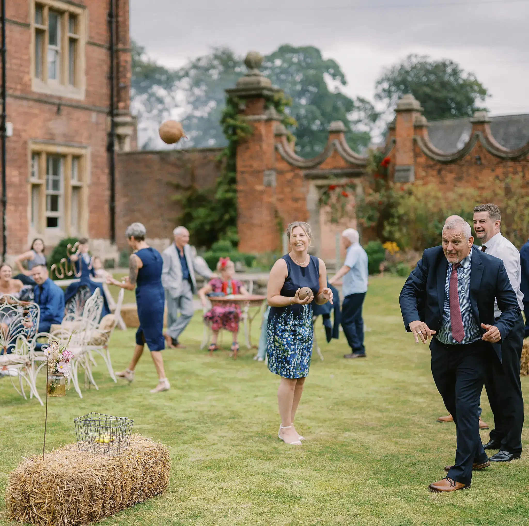 garden games on the lawn of rossington duirng a wedding