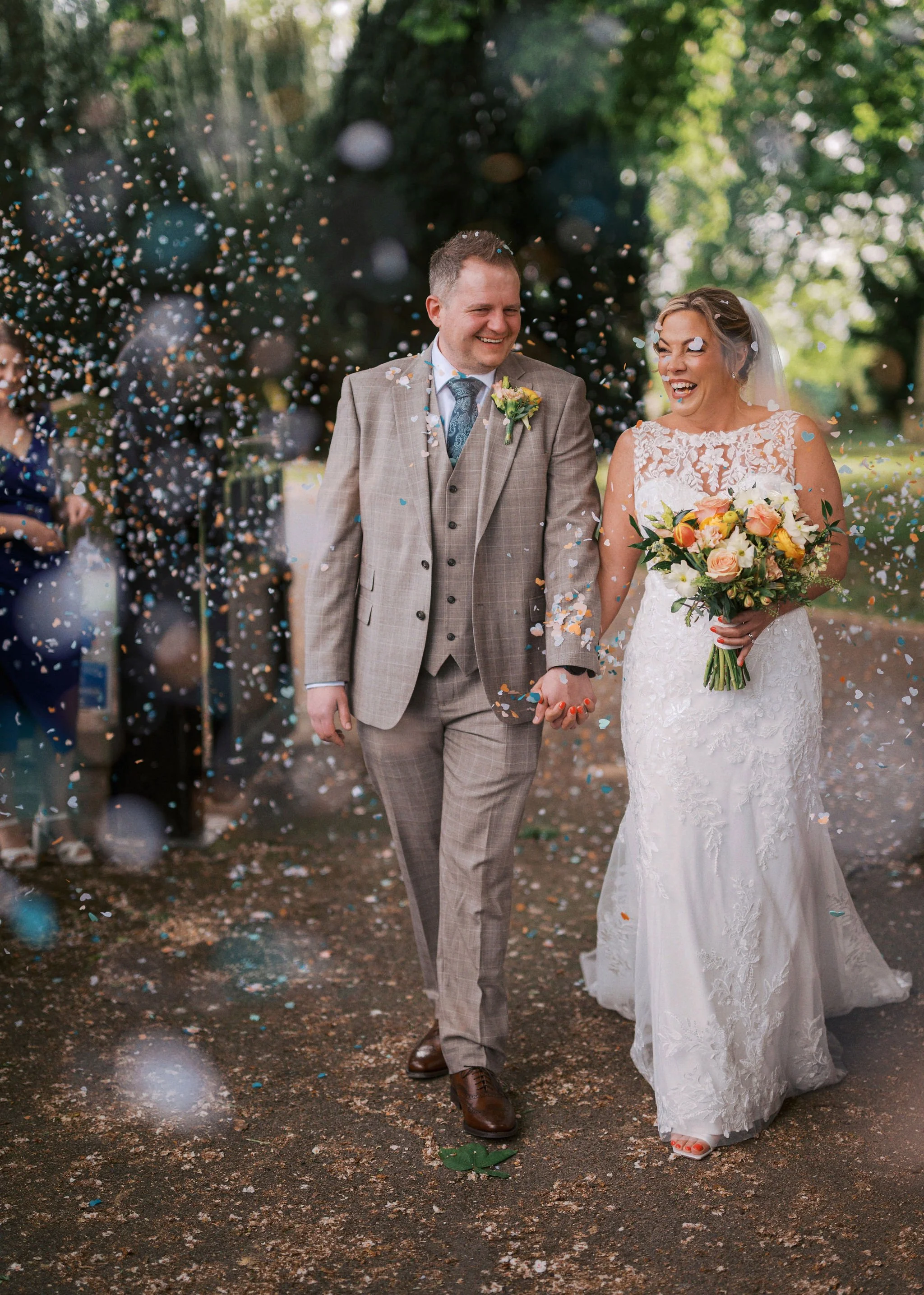 bawtry hall wedding photographer confetti thrown at bride and groom002.jpg