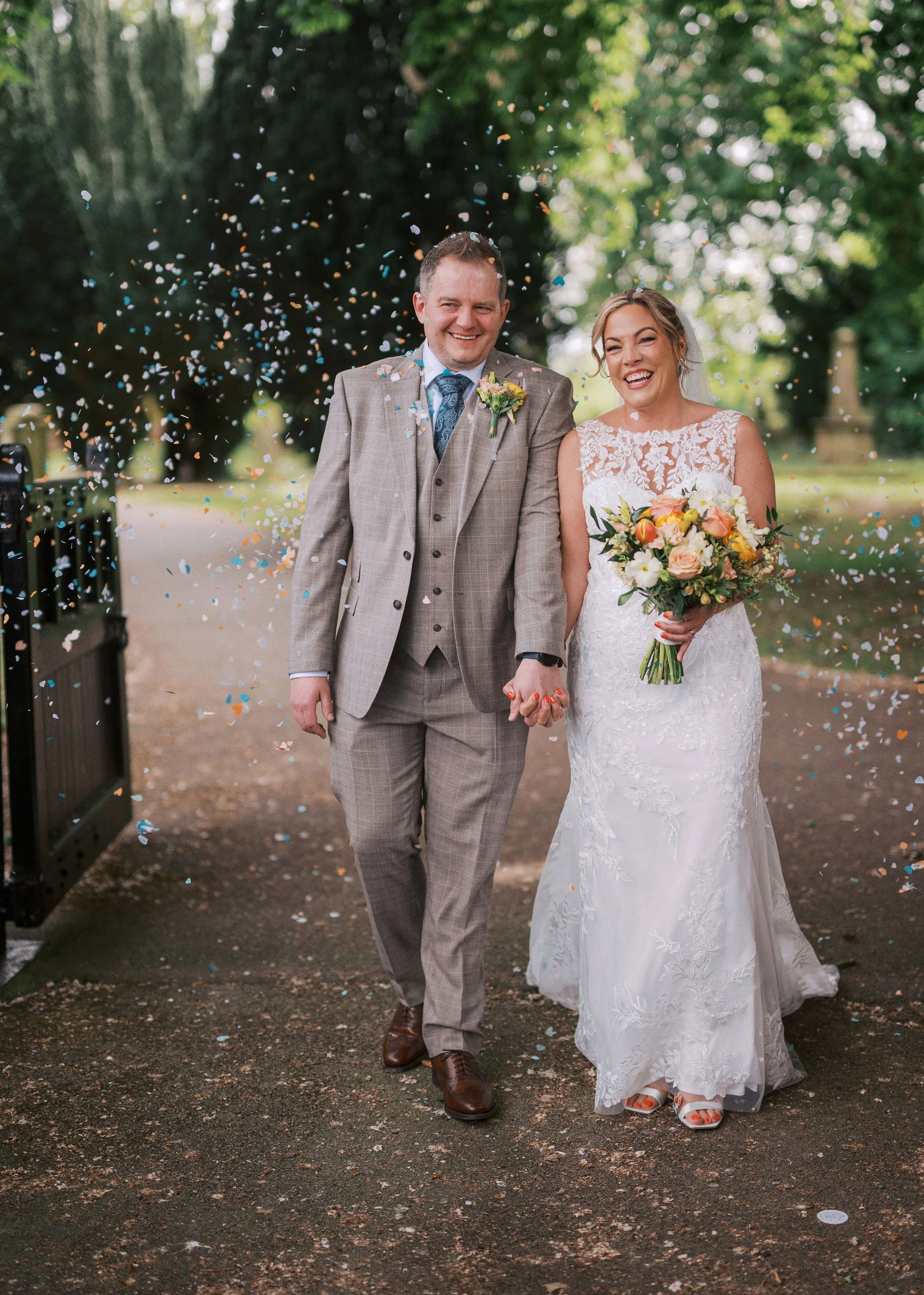 bawtry hall wedding photographer confetti thrown at bride and groom001.jpg
