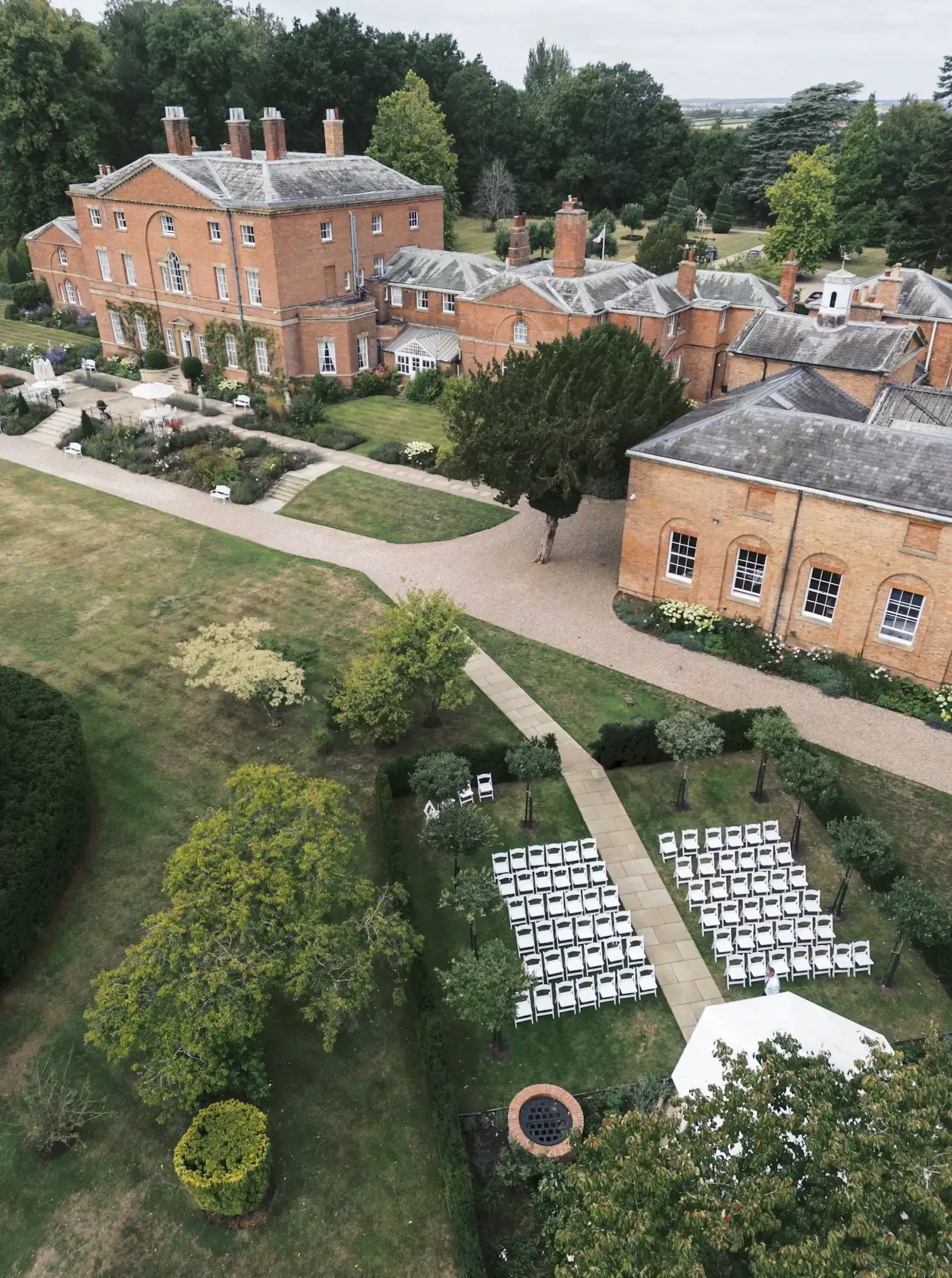 outdoor photo of Norwood Park set for an outdoor ceremony at the starkey banstand. taken by norwood park wedding photographer yorkshire portraits.webp