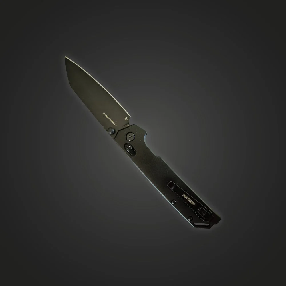 Kershaw Iridium Reverse Tanto open, showing the deep-carry pocket clip