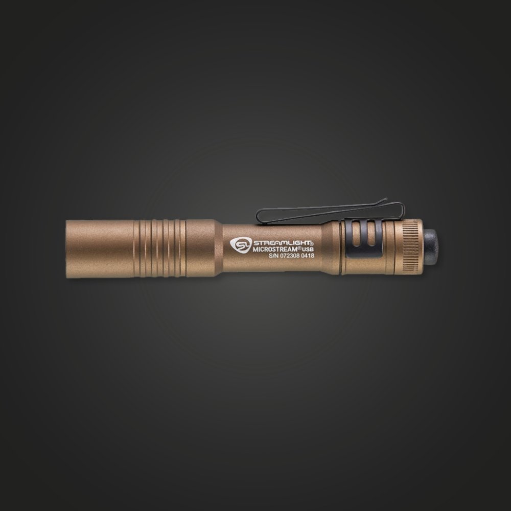 Side view of Streamlight Microstream USB in coyote brown
