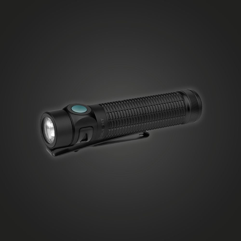 Olight Baton 4 Pro at an angle showing the LED head