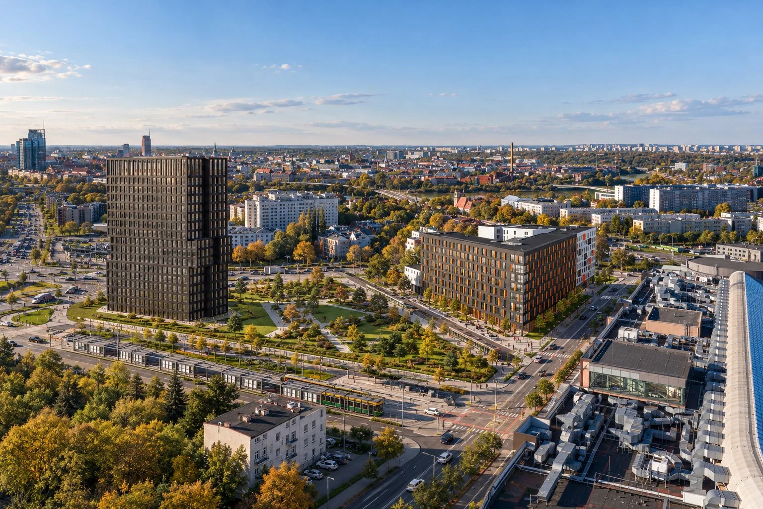Panorama nowoczesnego miasta z tramwajem kopia.jpg
