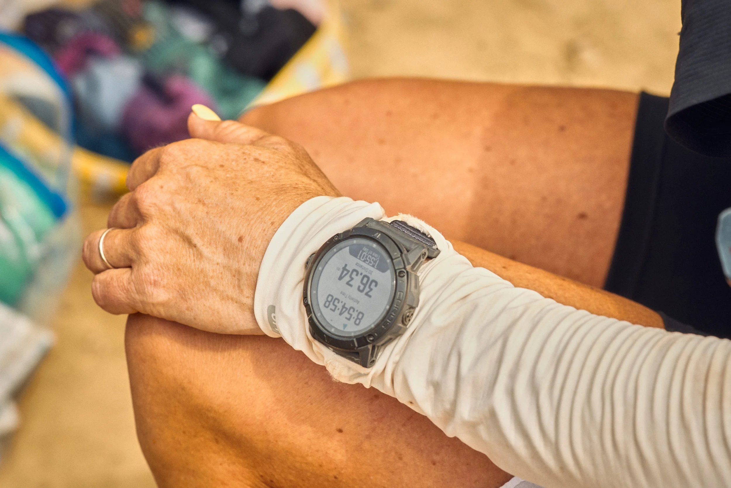 Close-up of a person’s arm with a smartwatch