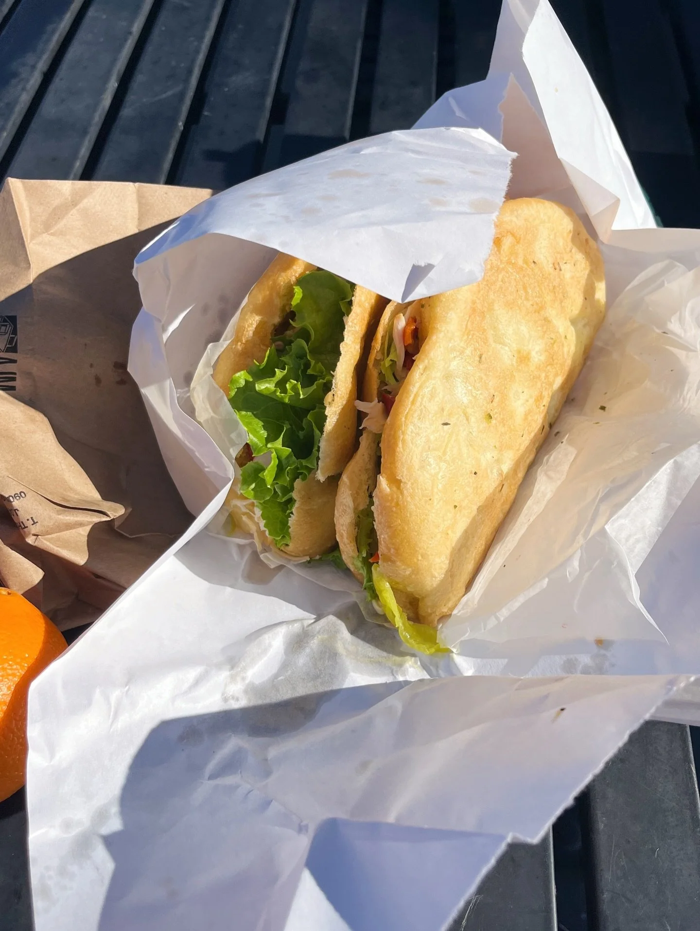 One South Beach Special please (on rosemary garlic focaccia with lettuce and peperoncini)