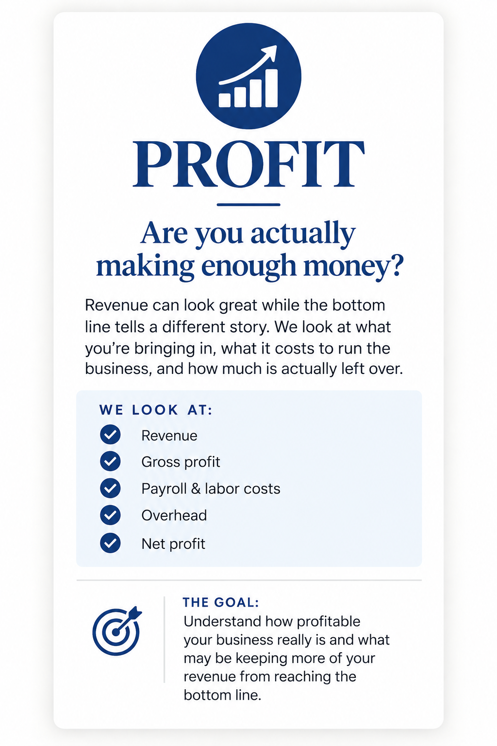 Profit analysis for HVAC, plumbing, and electrical business owners reviewing revenue, gross profit, labor costs, overhead, and net profit to understand how profitable their business really is.