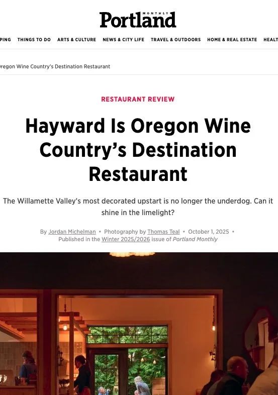 Hayward is Oregon Wine Country's Destination Restaurant