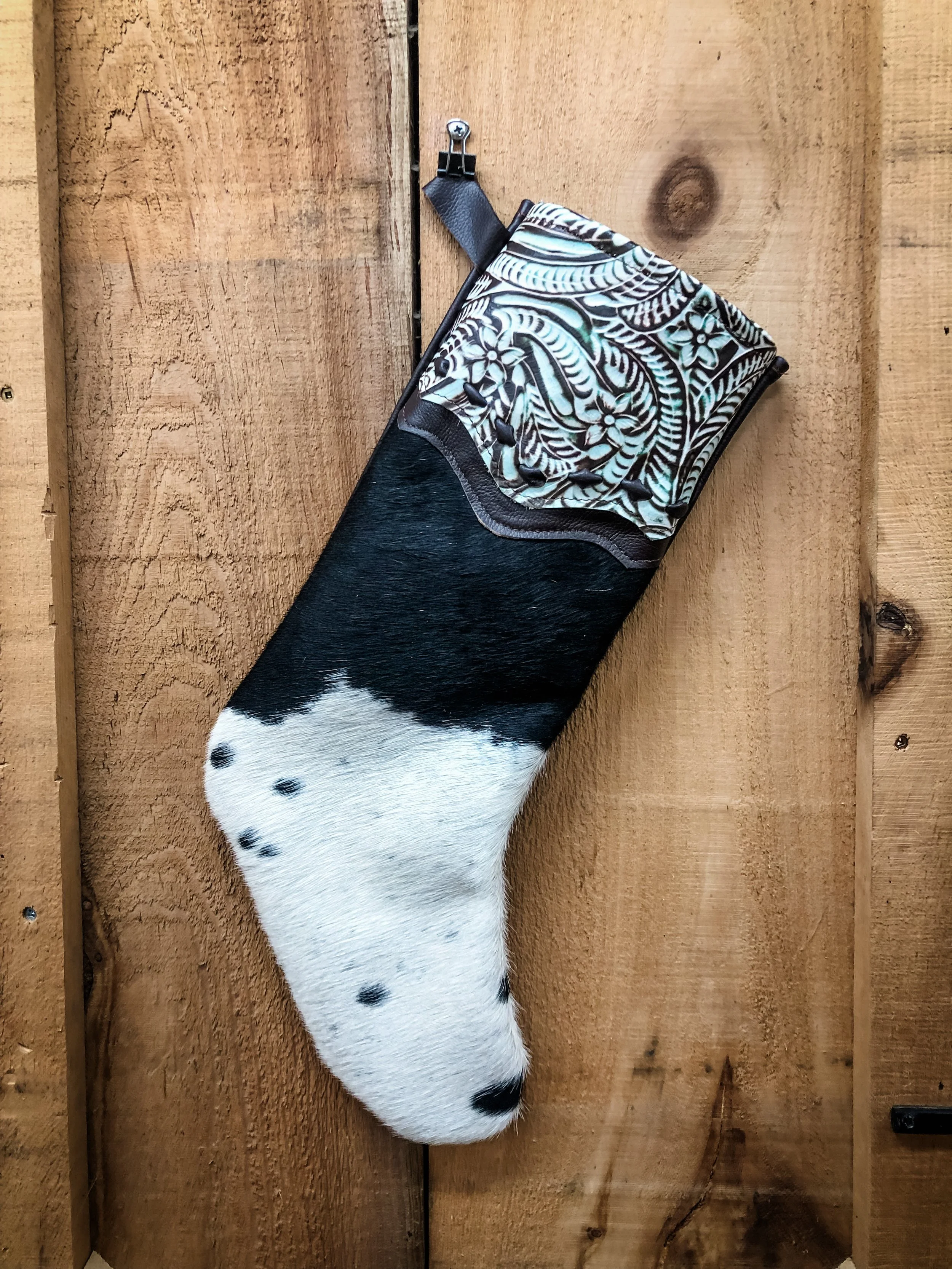 Black and White Cowboy Christmas Stocking