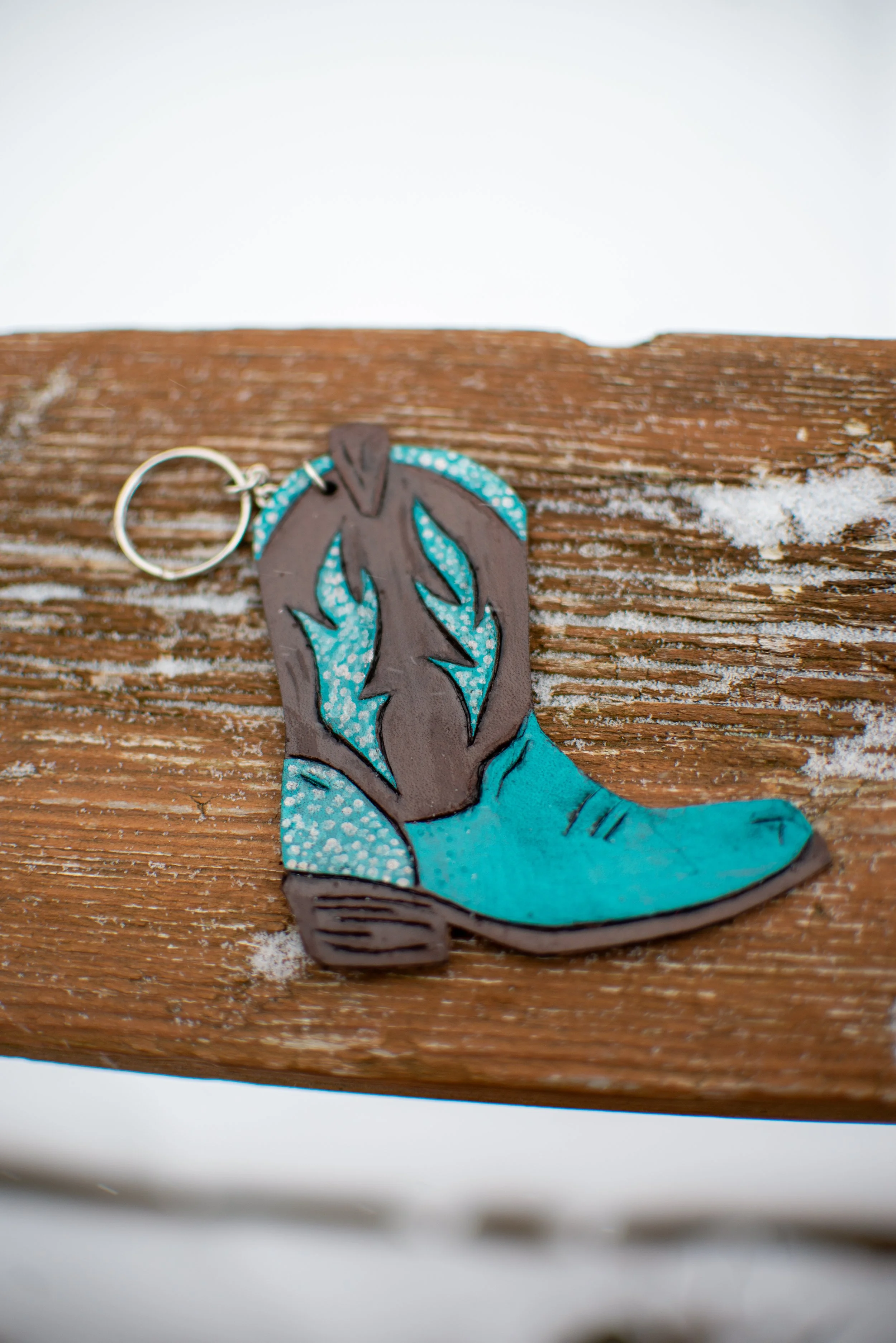 Turquoise Cowboy Boot Keychain
