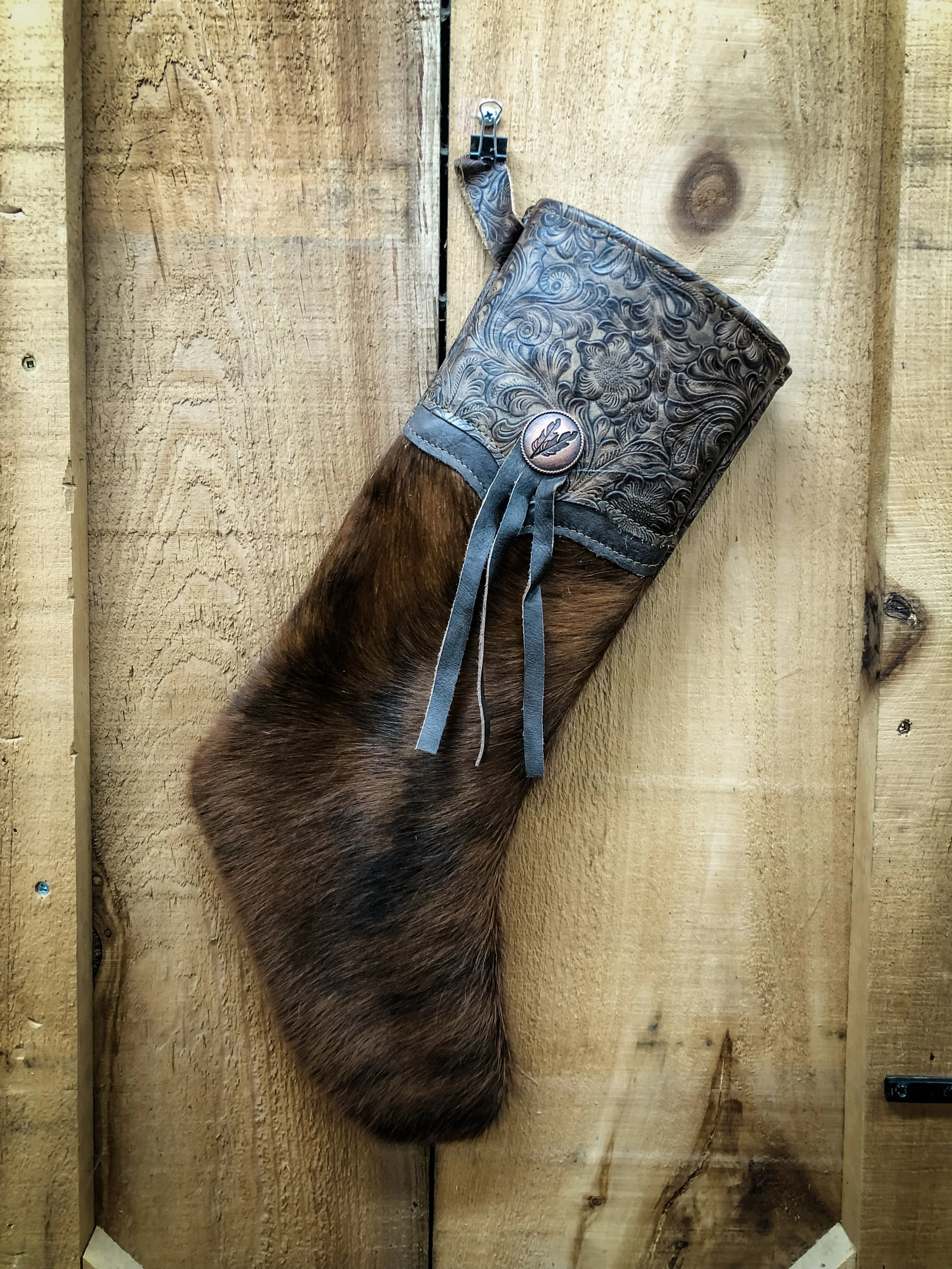 Brindle Cowboy Christmas Stocking