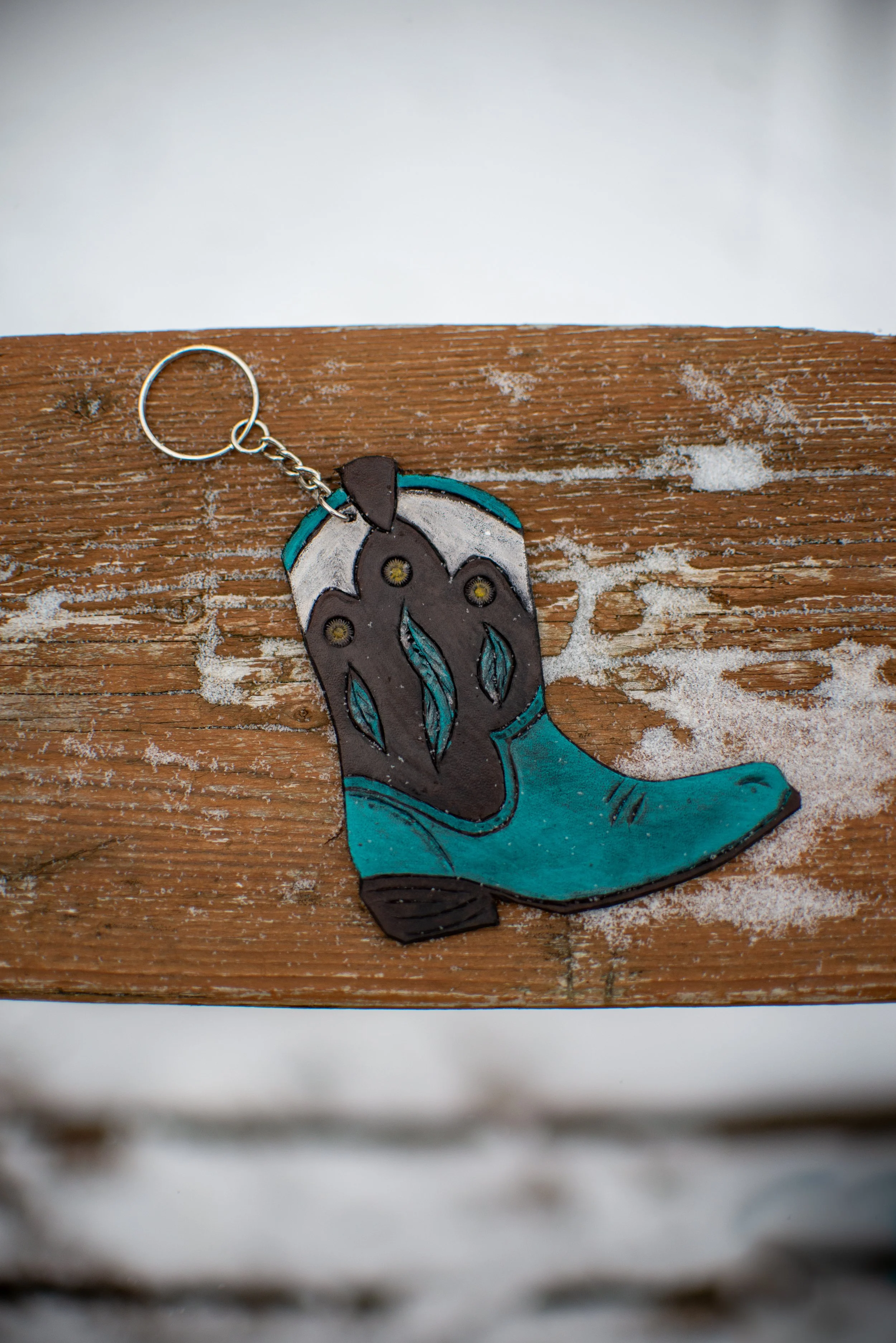 Feather Cowboy Boot Keychain