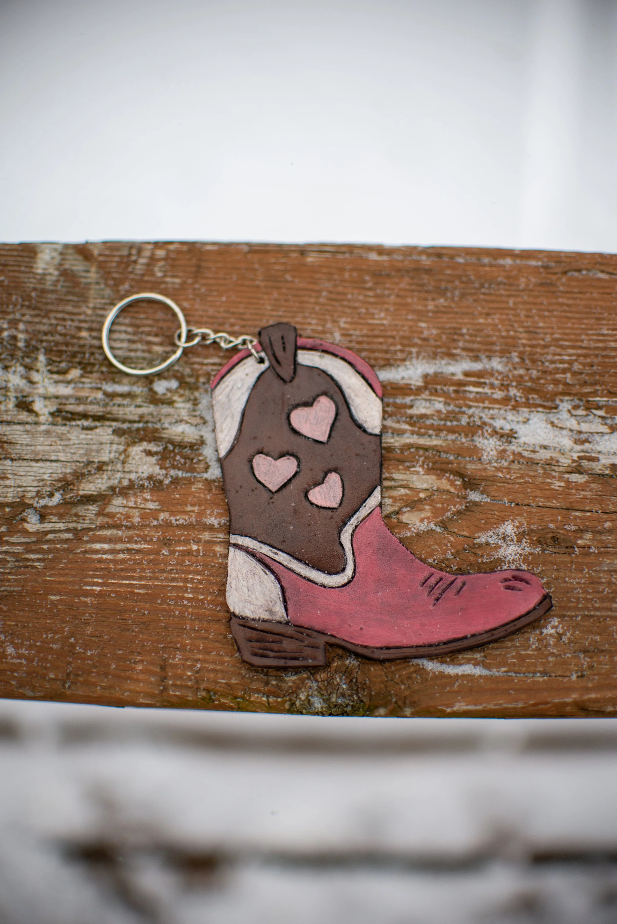 Pink Heart Cowboy Boot Keychain