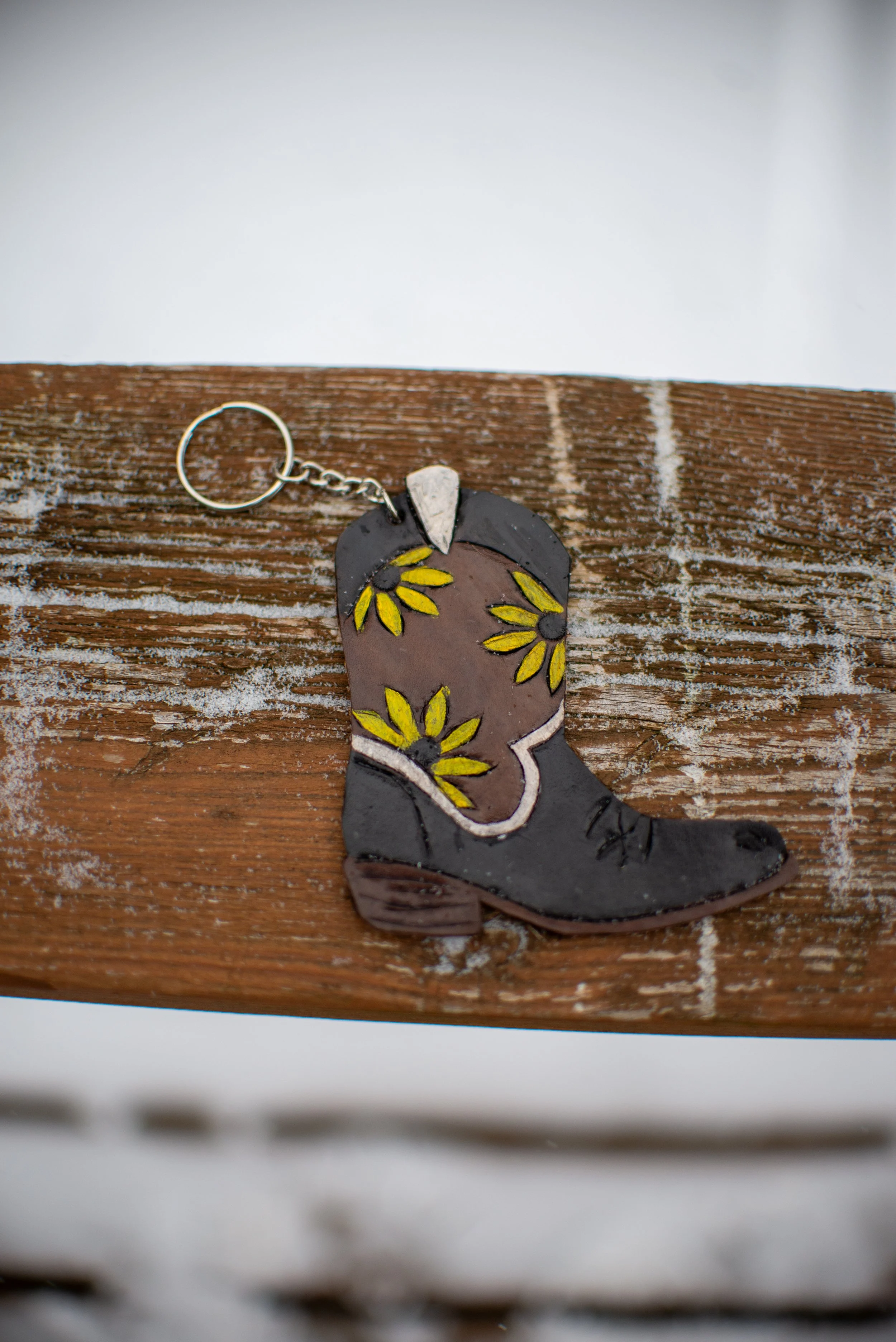 Sunflower Cowboy Boot Keychain