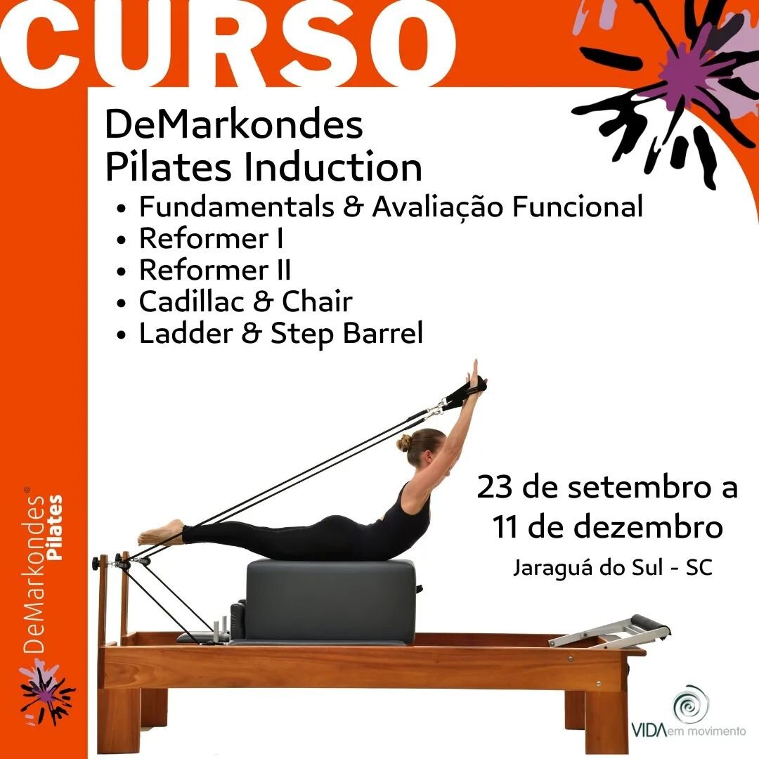 Se voc&ecirc; ainda n&atilde;o se inscreveu no nosso curso DeMarkondes Pilates Induction, acelera que ainda d&aacute; tempo. 

Realizado em parceria com o espa&ccedil;o @vidaemmovimentopilates, em Jaragu&aacute; do Sul/SC  esse curso equilibra teoria