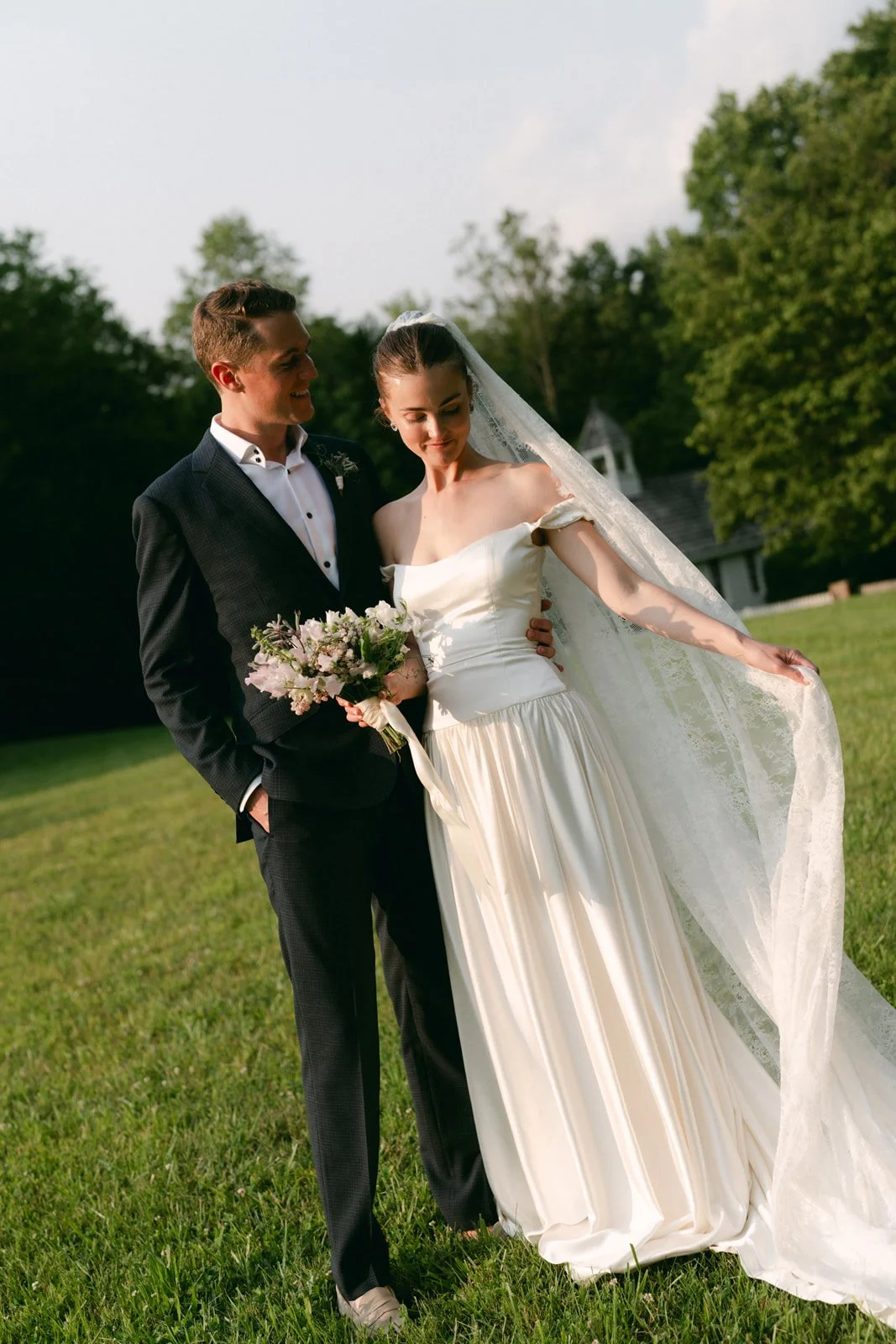 calm portraits after ceremony during golden hour