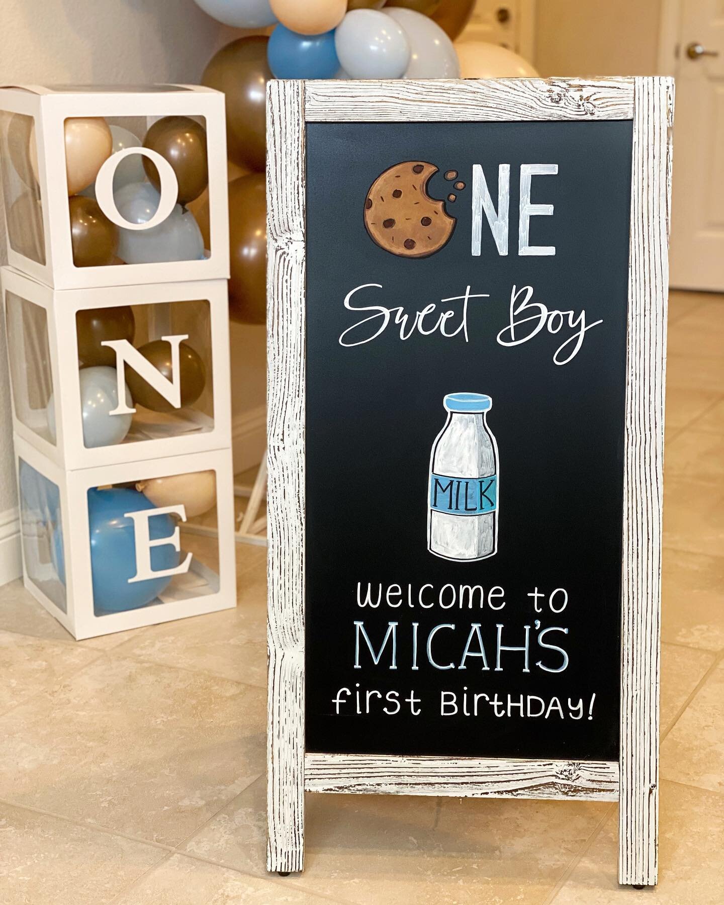 The sweetest birthday for the sweetest boy!  We love you, Micah! 
🍪The cookie was by far the most difficult part&hellip; making brown out of other chalk colors was interesting, but we got it! And the milk bottle, that&rsquo;s my favorite! 💙If you g