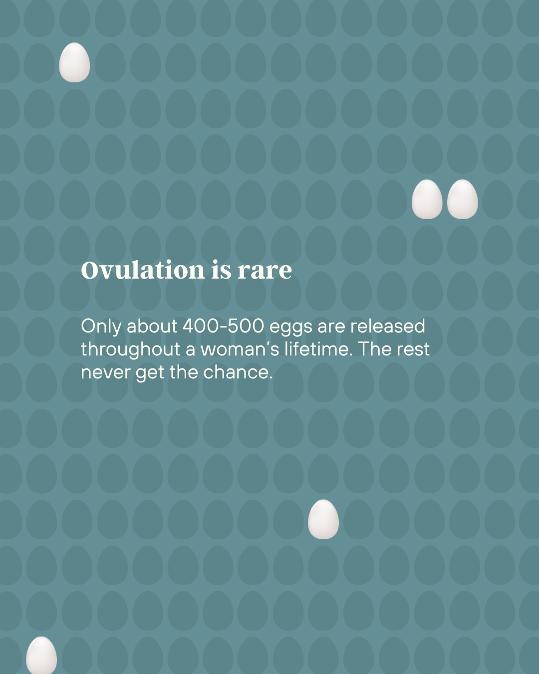 Infographic explaining the number of eggs released in a woman's lifetime during ovulation, created for a fertility client.