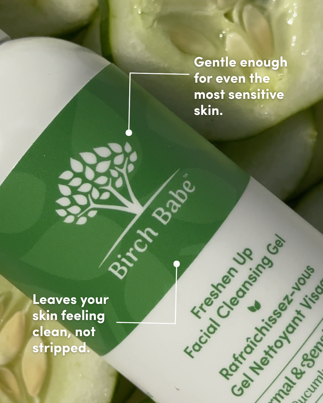 Facial cleansing gel formulated to be gentle on sensitive skin, for a skincare client.