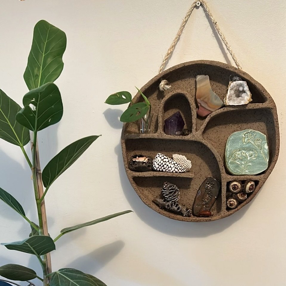 🫶🏼Stunning hanging shelf made by @cuttlerfish and fired at @pricklypearstudiosfreo