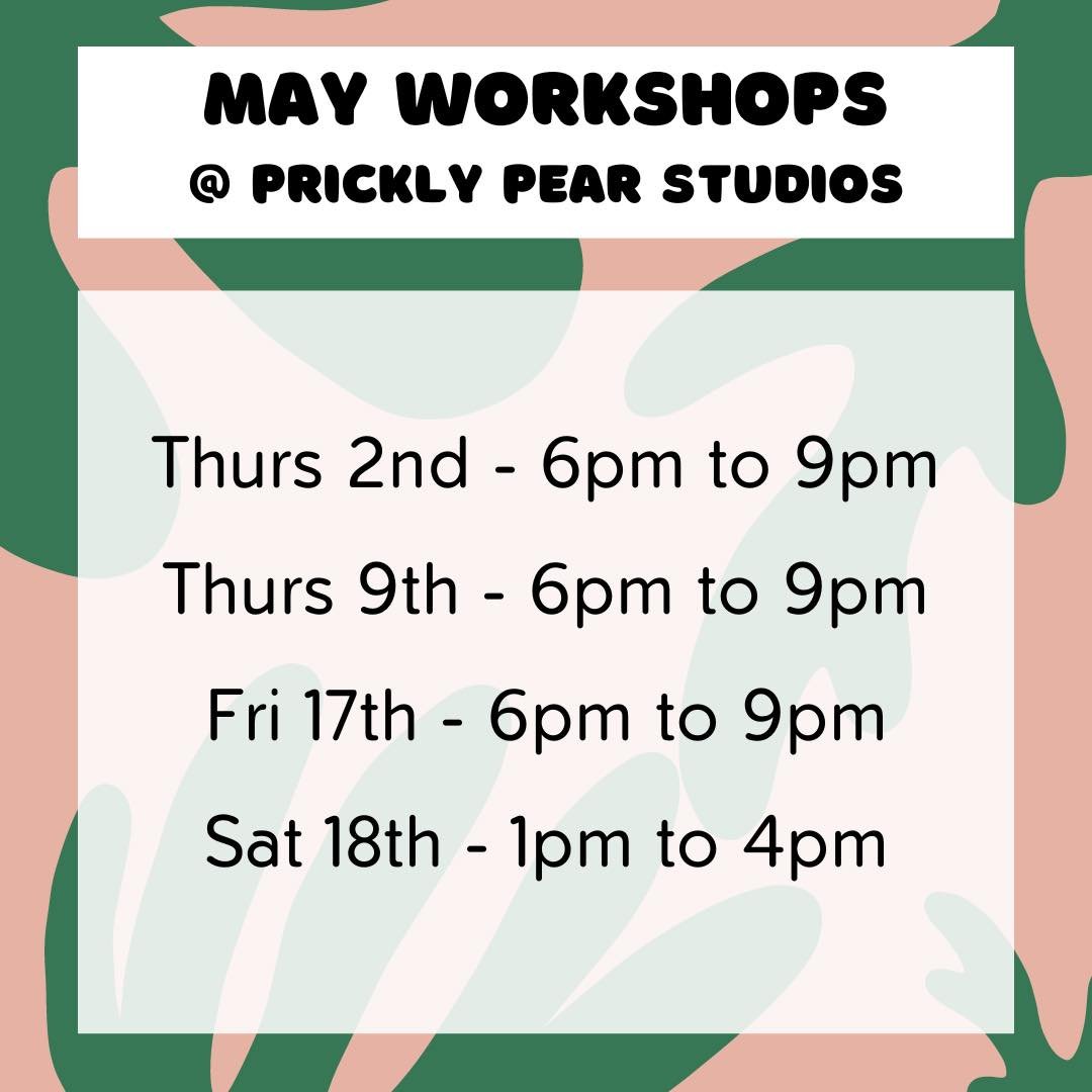 🌞MAY WORKSHOPS Prickly Pear Studios

✌🏻Kids Workshops
✌🏻Beginners Workshops
✌🏻6 week Courses
All suitable for complete beginners through to Intermediate level potters!
Everyone is welcome

💗 Our amazing tutors @hound.ceramics and @cosmicsisterst