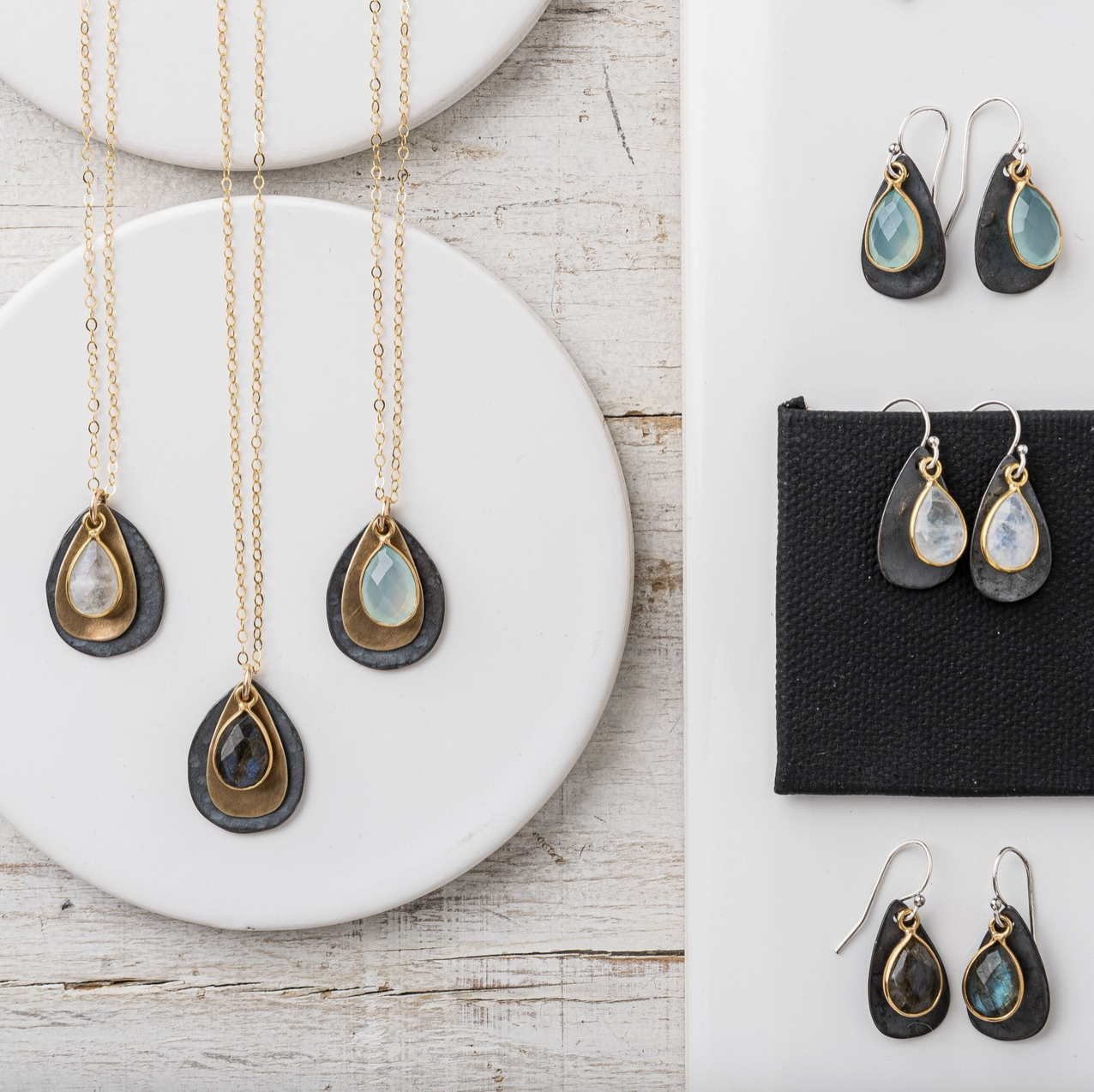 Chalcedony Black Petal Earrings Detail.png