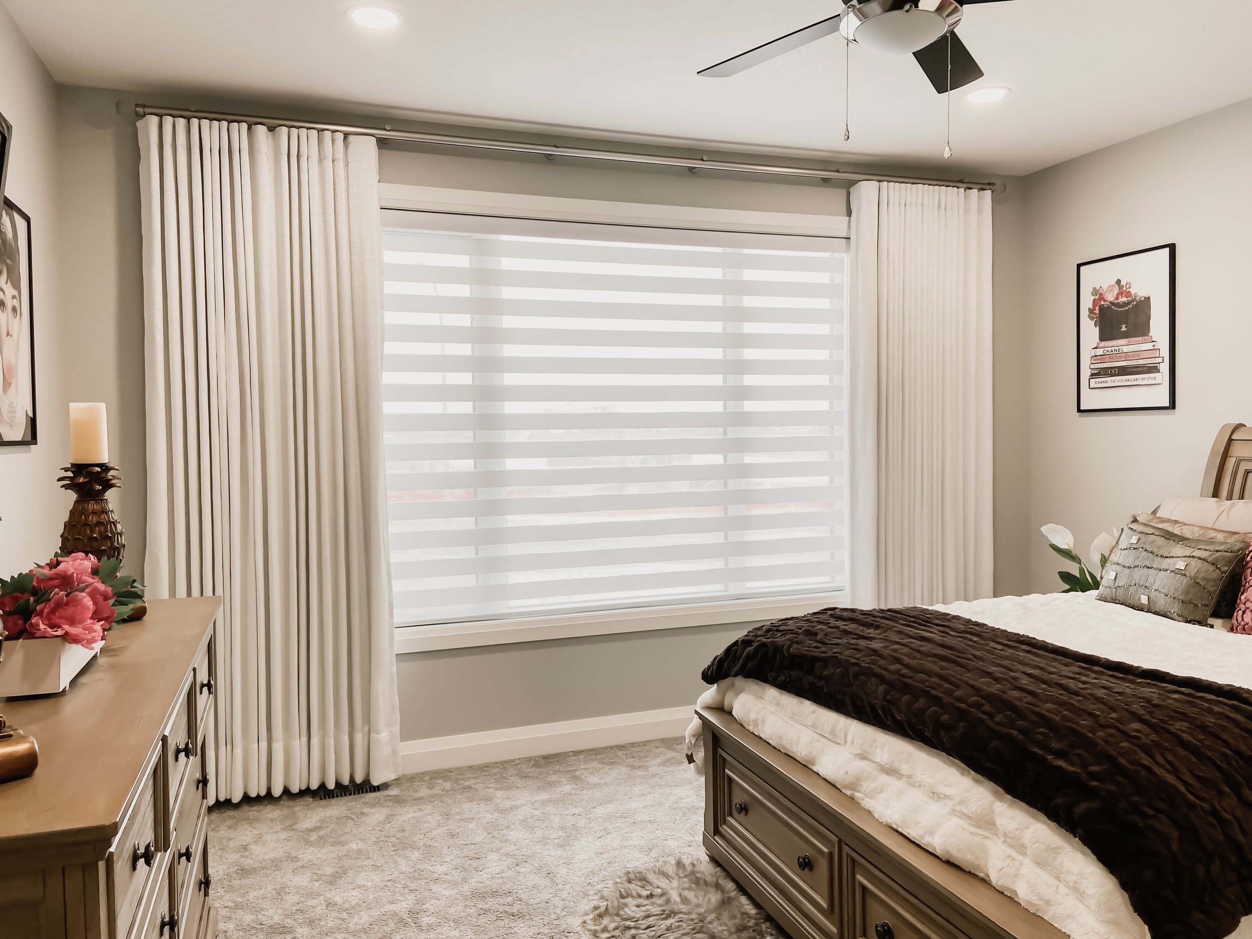 Elegant custom draperies designed and installed by La Casa Drapery in Medicine Hat.