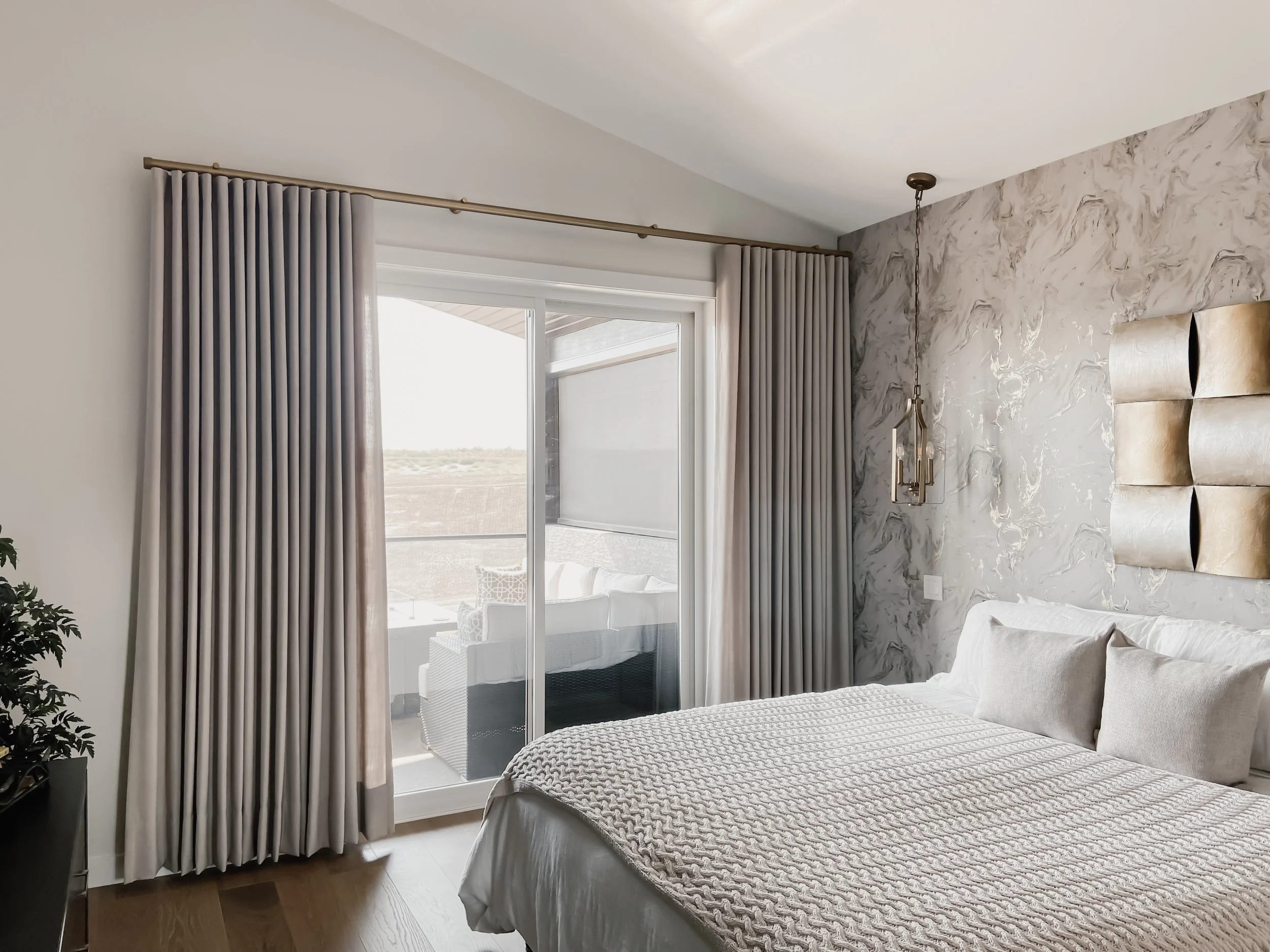 Elegant floor-to-ceiling draperies handcrafted for a Medicine Hat home.