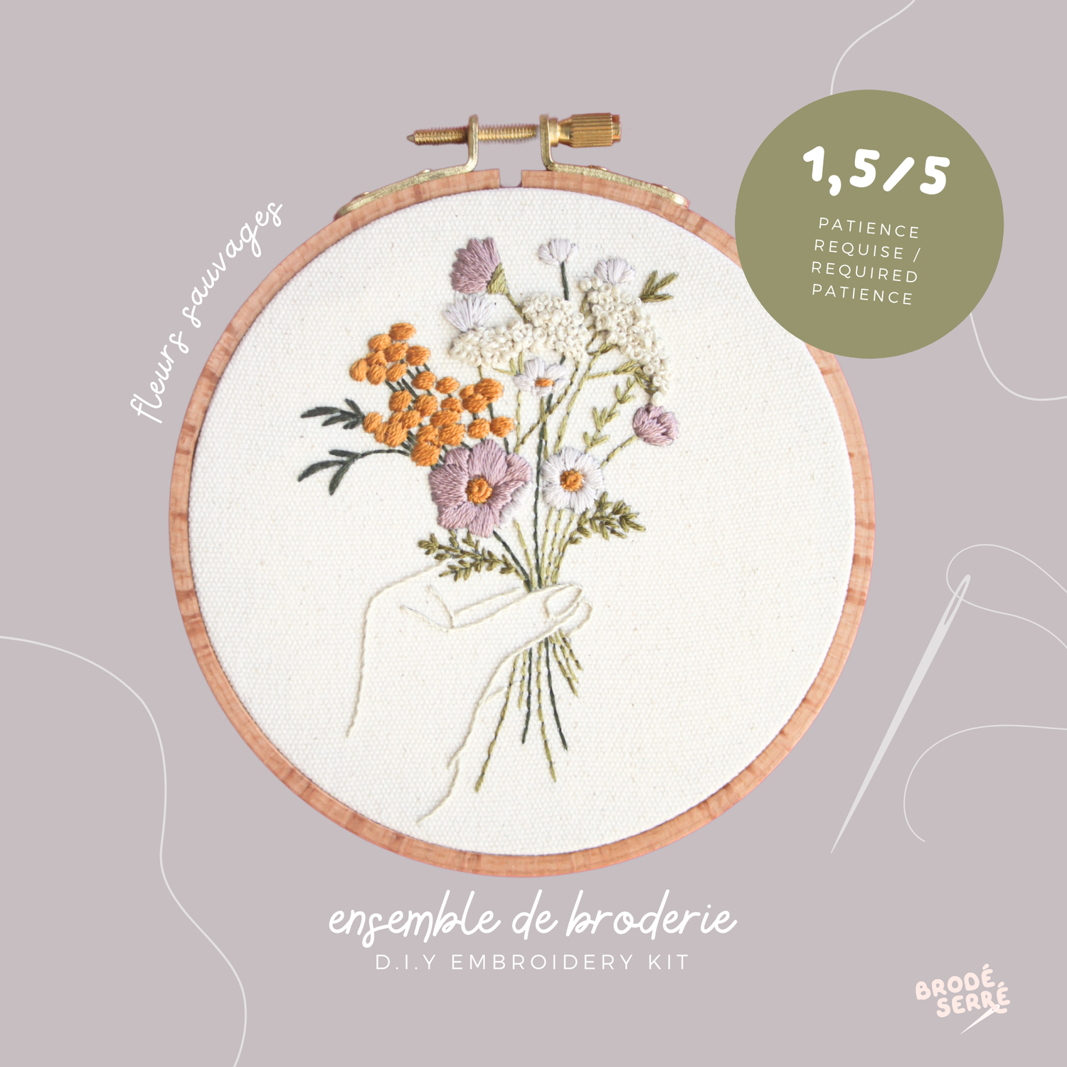 Kit De Broderie Crewel Vintage Paragon – Fleurs Sauvages, Années 50-60, MCM
