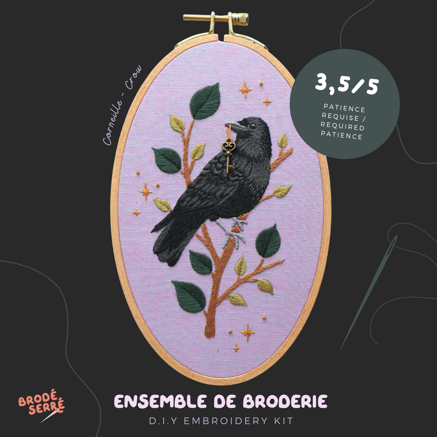 CURIO ✨ Kit de broderie D.I.Y. - Corneille