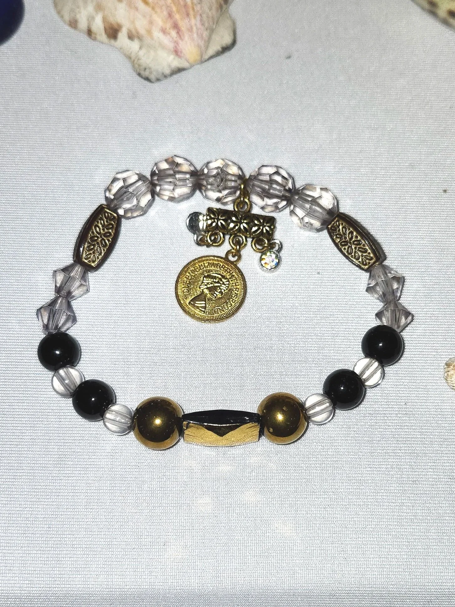 Beaded Money Charm Stretch Bracelet