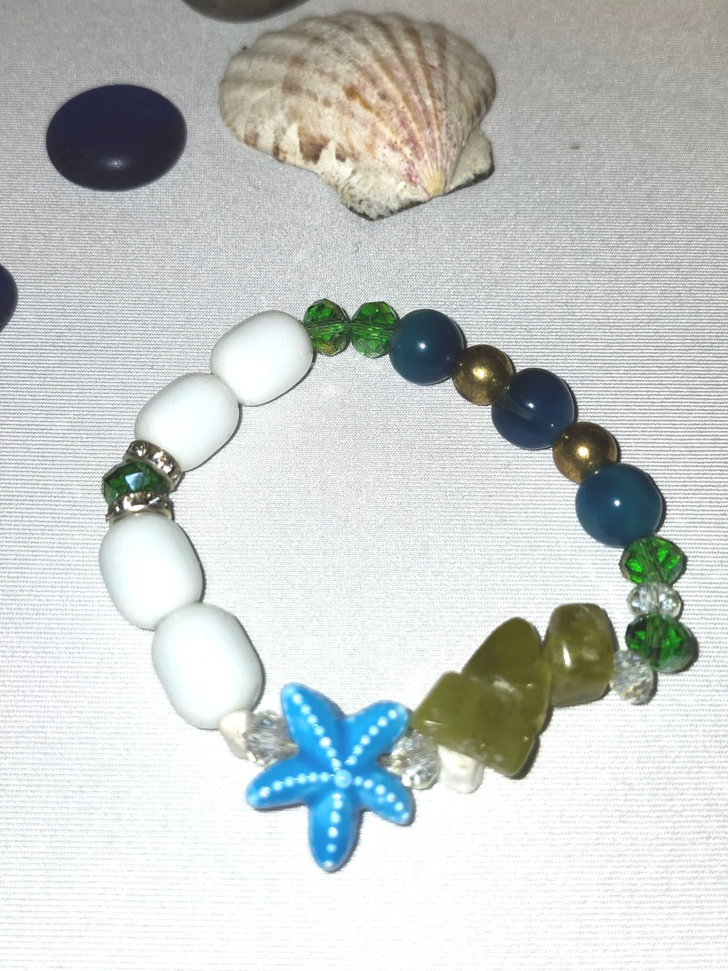 Aqua Inspired Beaded Stretch Bracelet with Starfish