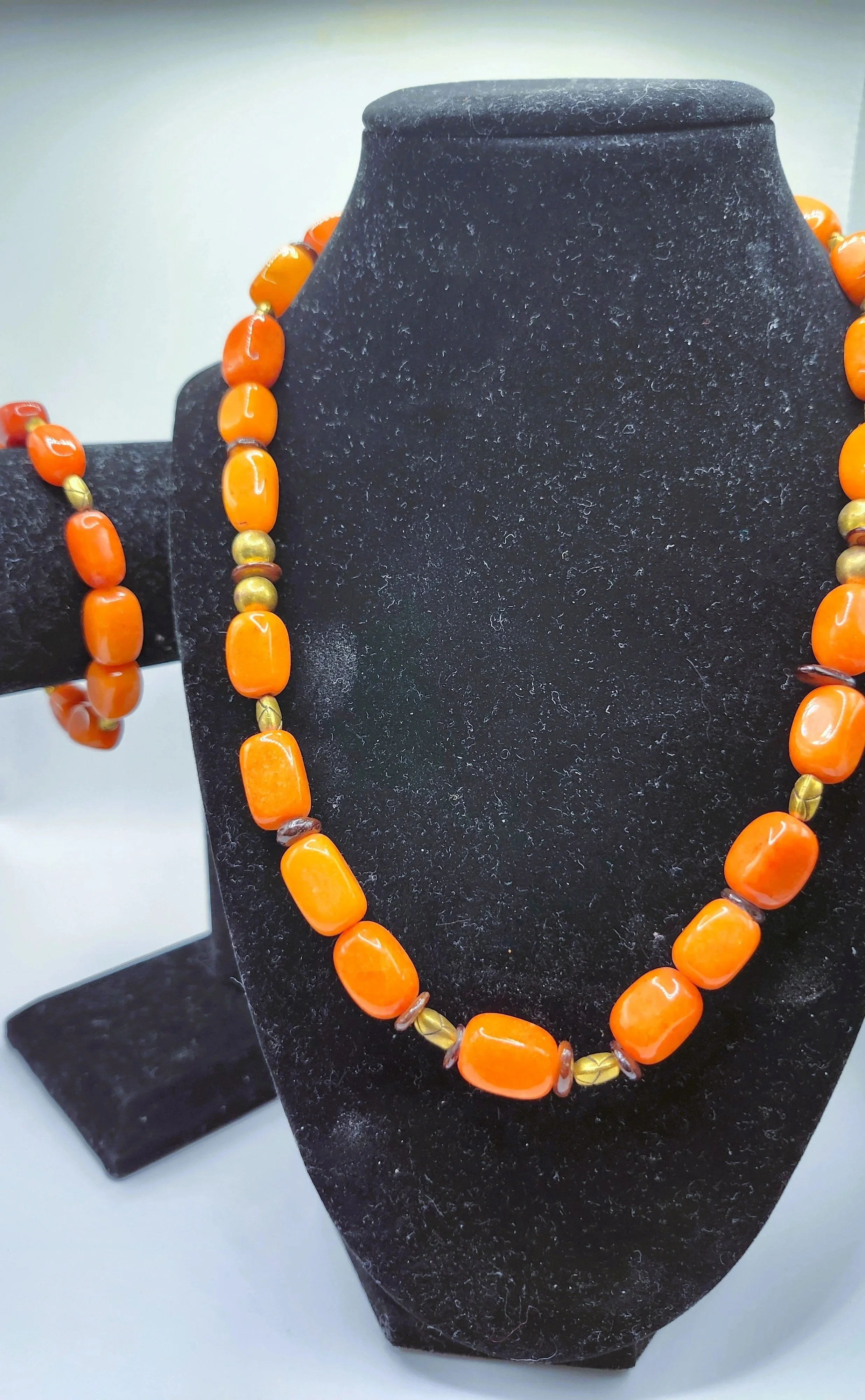 Sunset Orange Necklace and Bracelet Set