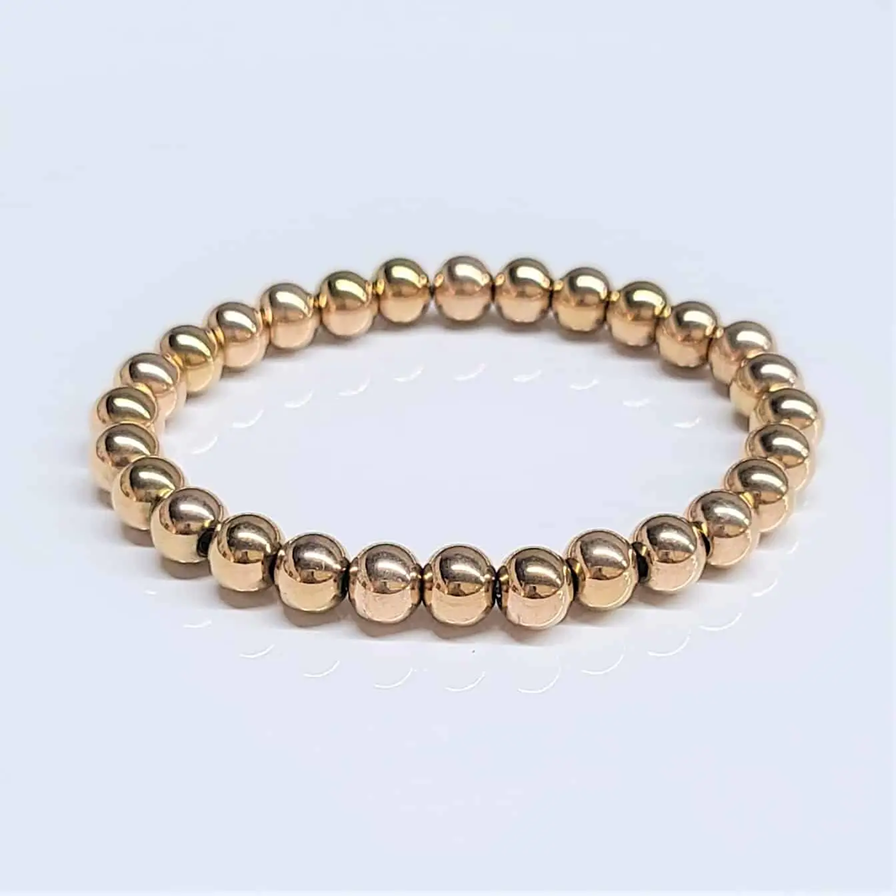 Rose Gold Plated Beaded Stretch Bracelet