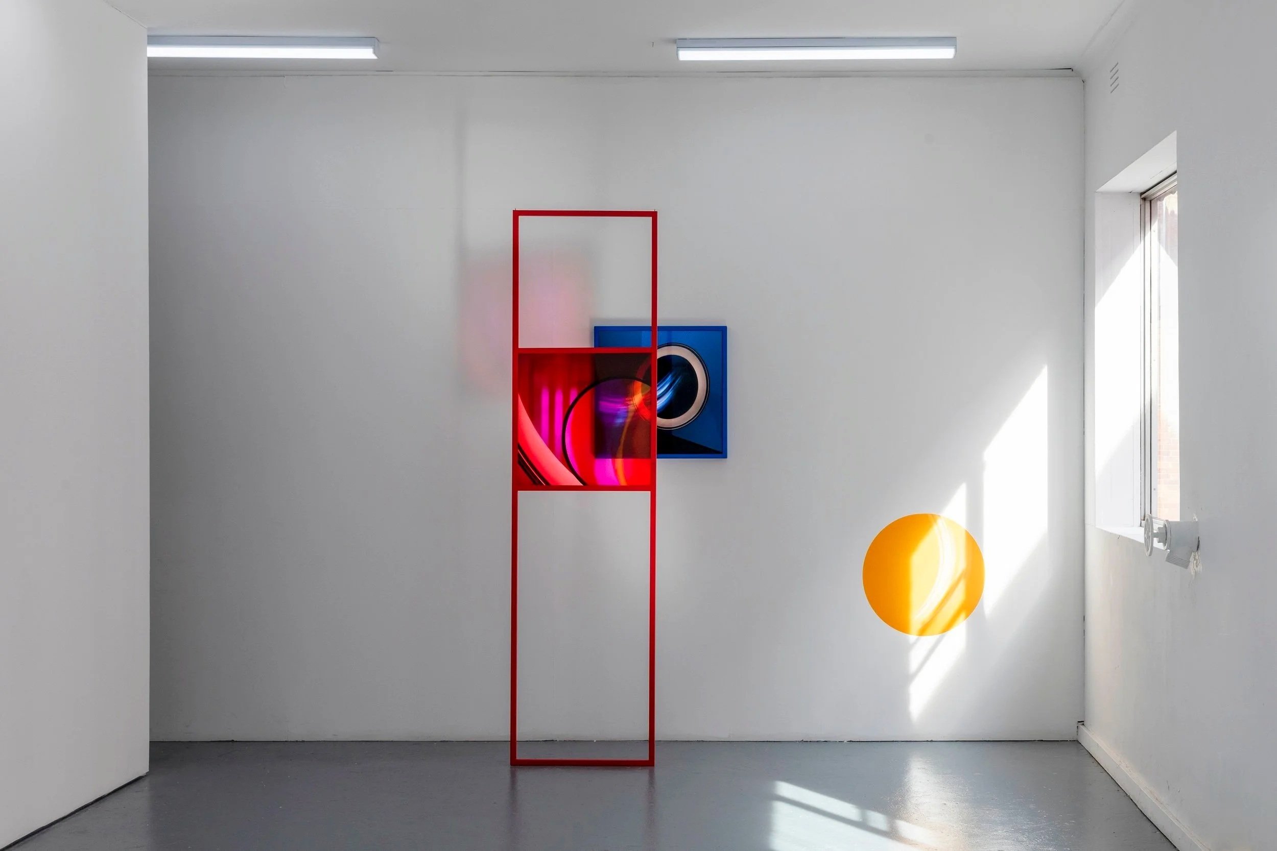 Looking Forward, Looking Through...Future Perfect 2023 / Mixed Archival Photographic Media / Acrylic Nylon Wire + Timber / 234 x 206 X 60cms / Five Walls Gallery