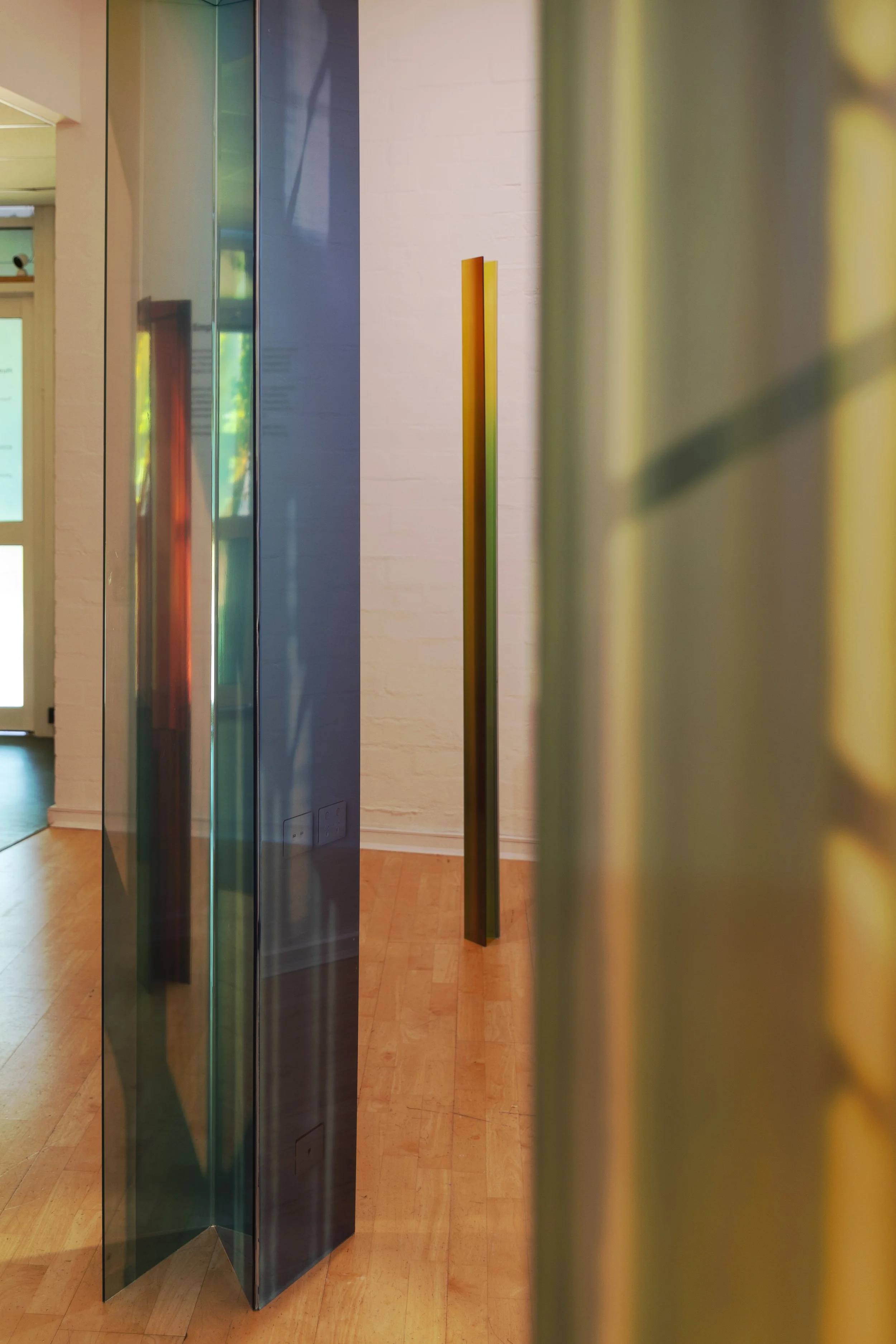 Inside The Empty Interval 2026 / Folded Acrylic, Transparent Photo Media, Existing Architecture, Space & light / Exhibition Detail / Photo-Access - Canberra