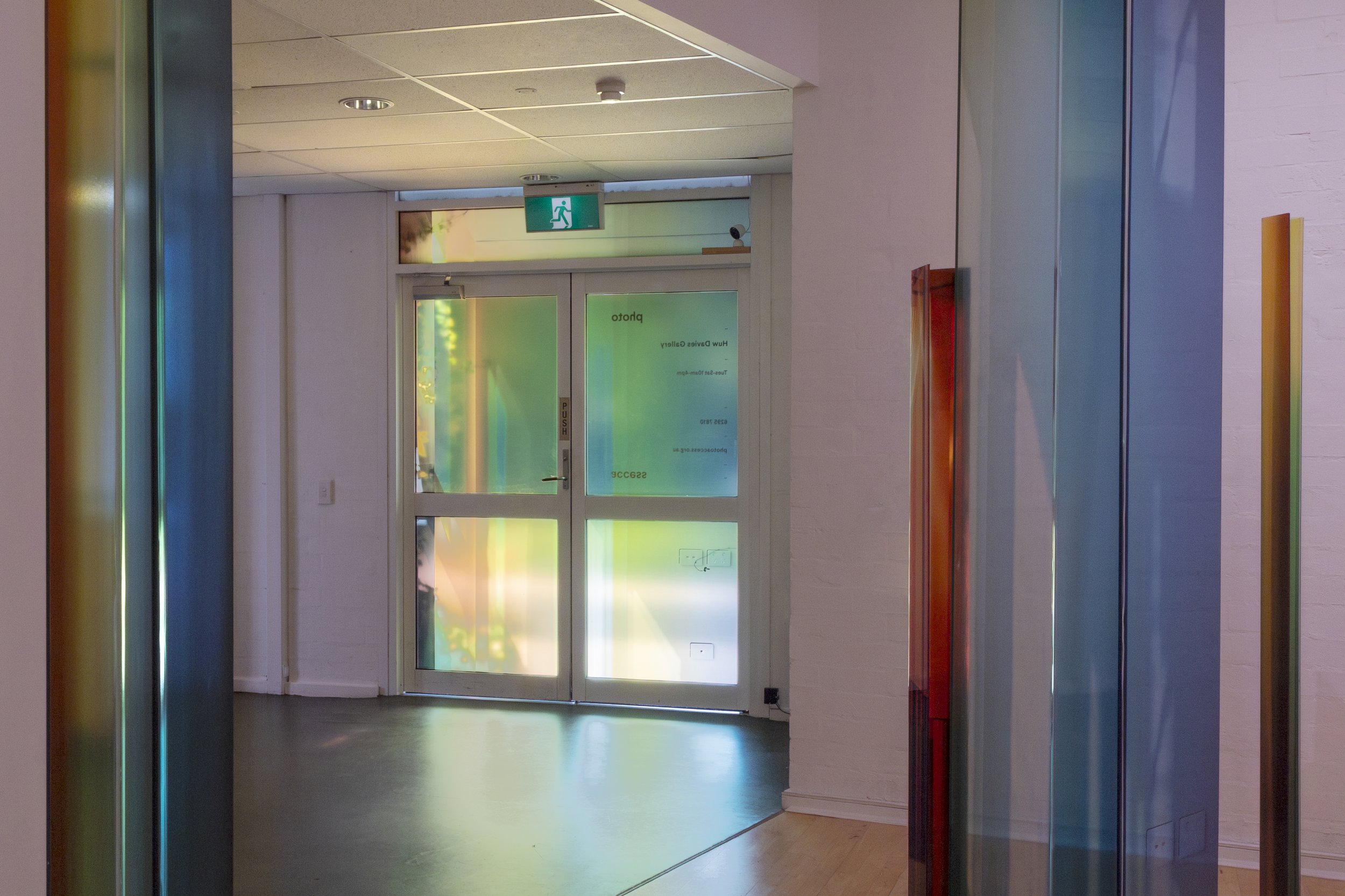 Inside The Empty Interval 2026 / Folded Acrylic, Photo Media, Existing Architecture, Space & light / Install view / Photo-Access - Canberra