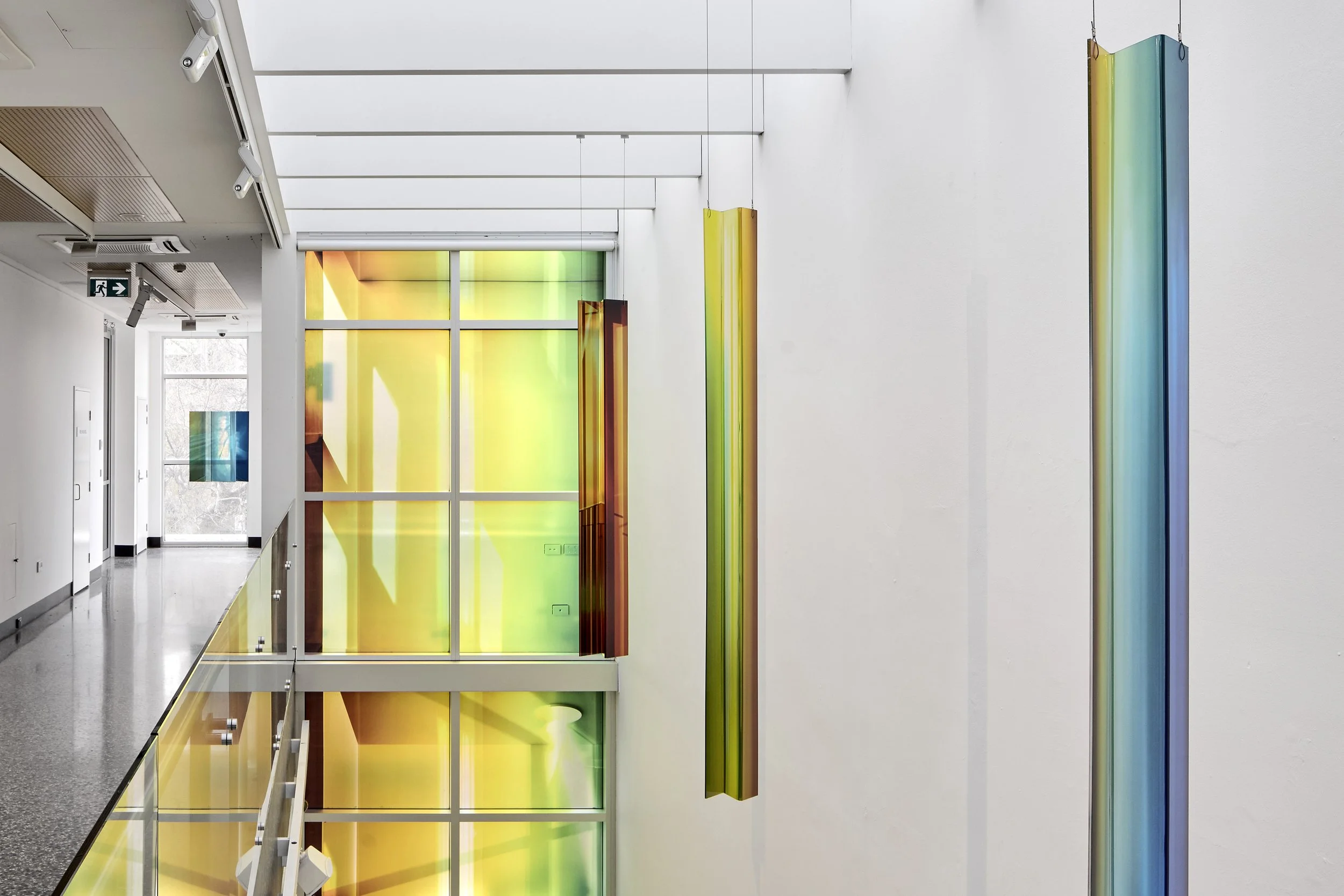 Interior Fractures 2026 / Transparent Photo-Media, Acrylic, Metal Wire, Existing Architecture, Space, Light / Install view / Dimensions variable / Murray Art Museum Albury (MAMA)