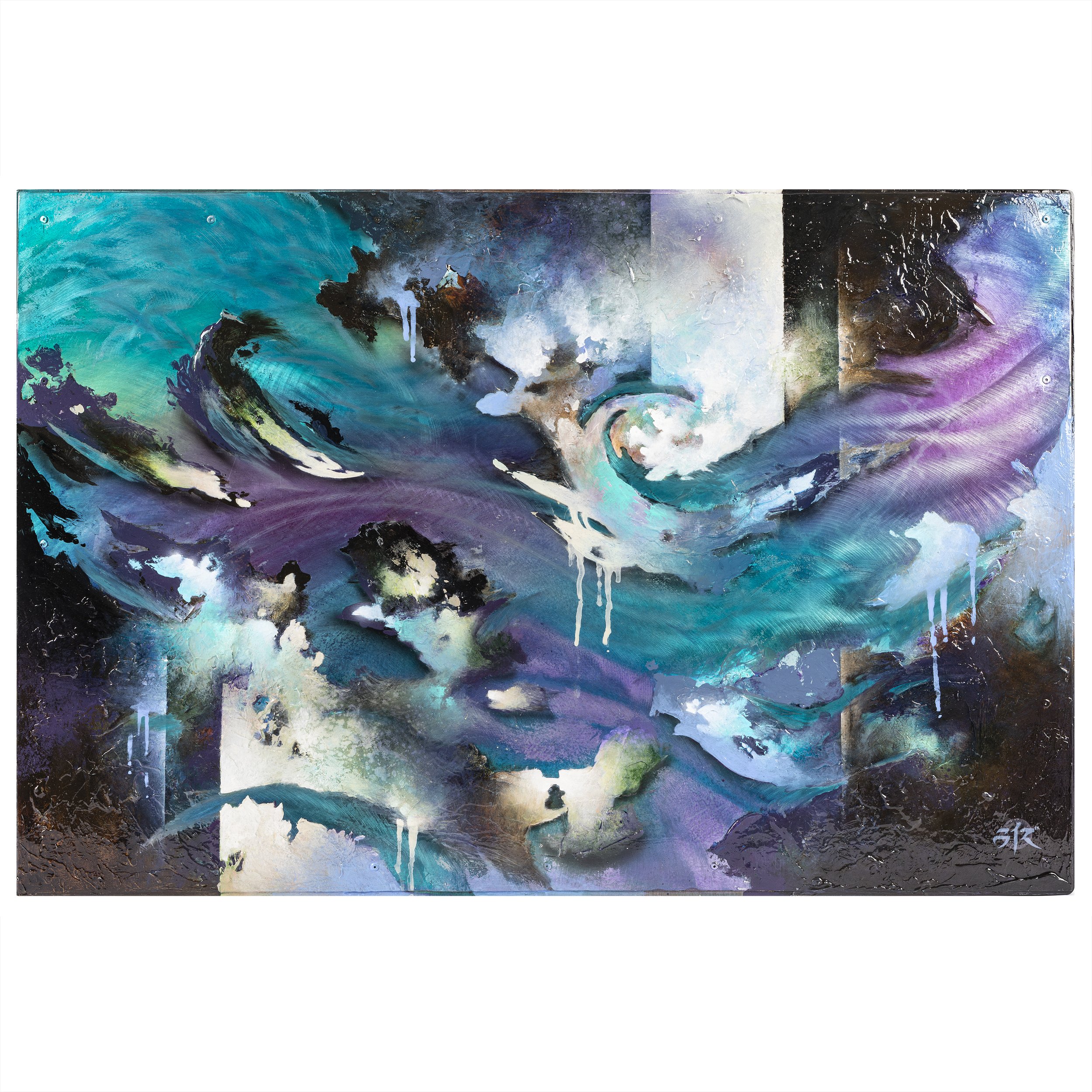 Abstract Painting Metal Acrylic on Cradled Art Panel by American Abstract Artist Billy Rhyze “Serenity Wash Over Me”