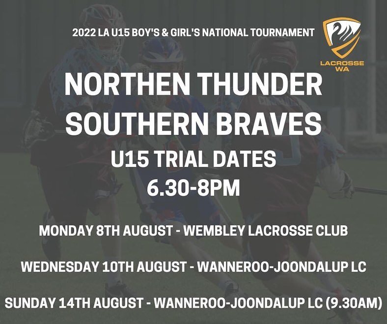 Under 15&rsquo;s Girls &amp; Boys Trial Dates announced.