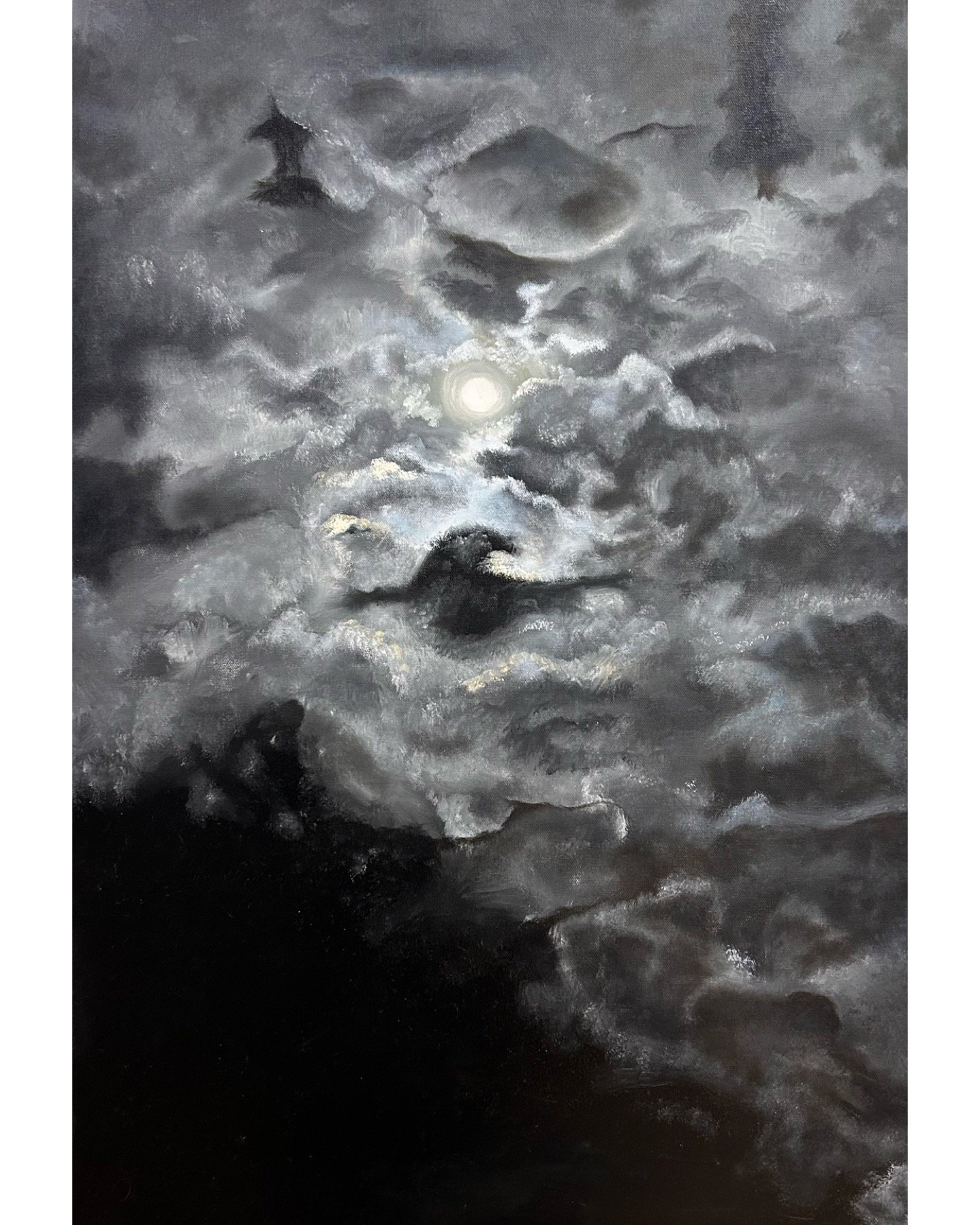 “Let’s lock eyes one more time” (2024) | Oil paint glazed with Human Ashes Mixed in Resin