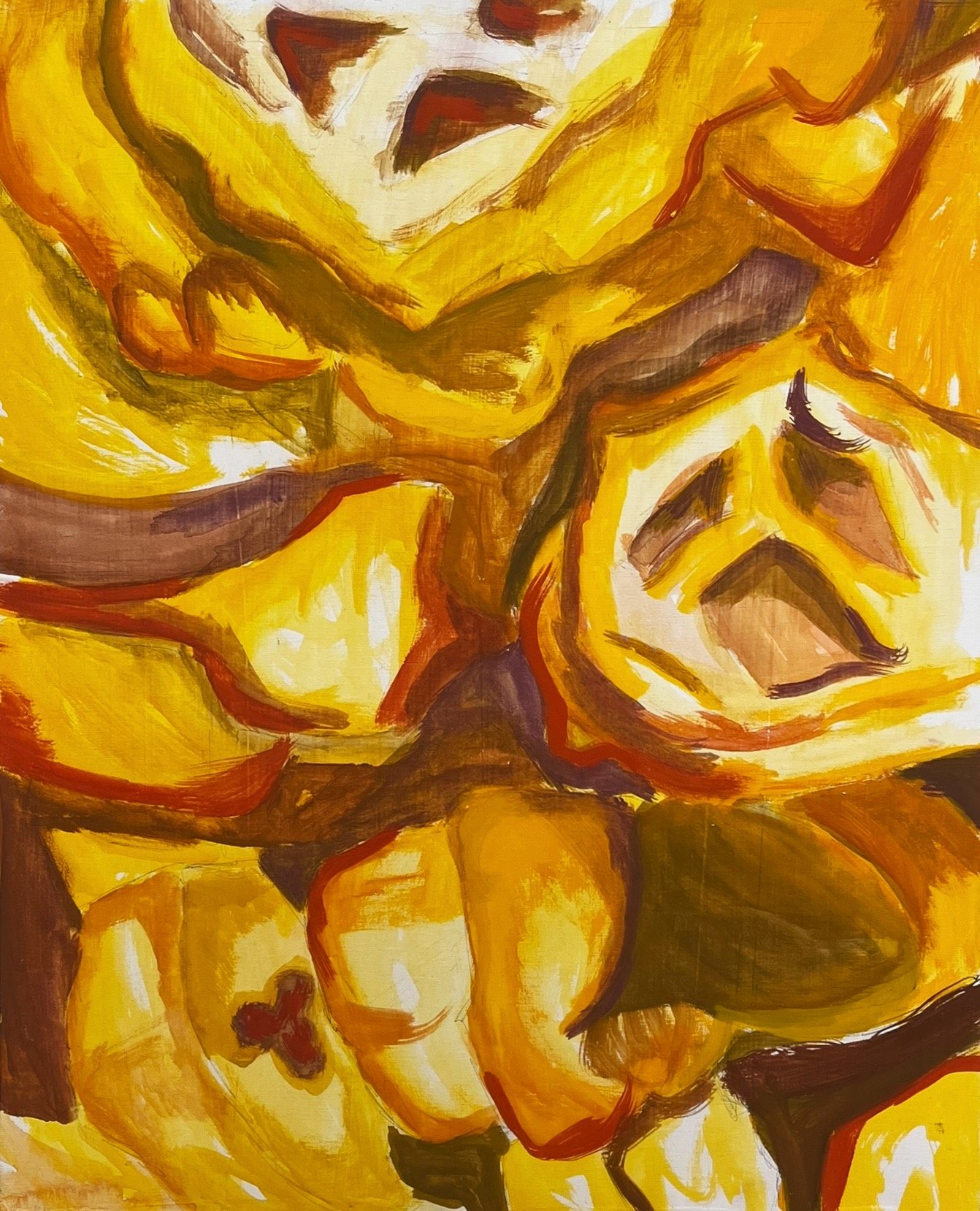 Bananas (2021) | Homemade watercolor on built wood panel