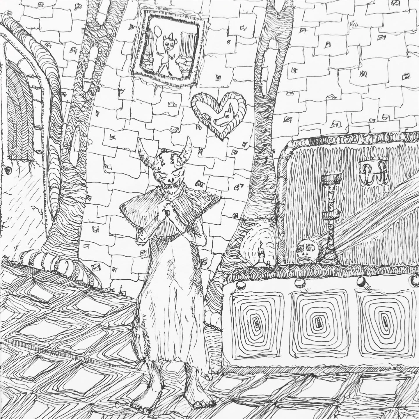 Micron on pen. 
Enjoying doodling these random patterns and characters. I want to begin introducing more subjects in my work. Also working on composition these days.